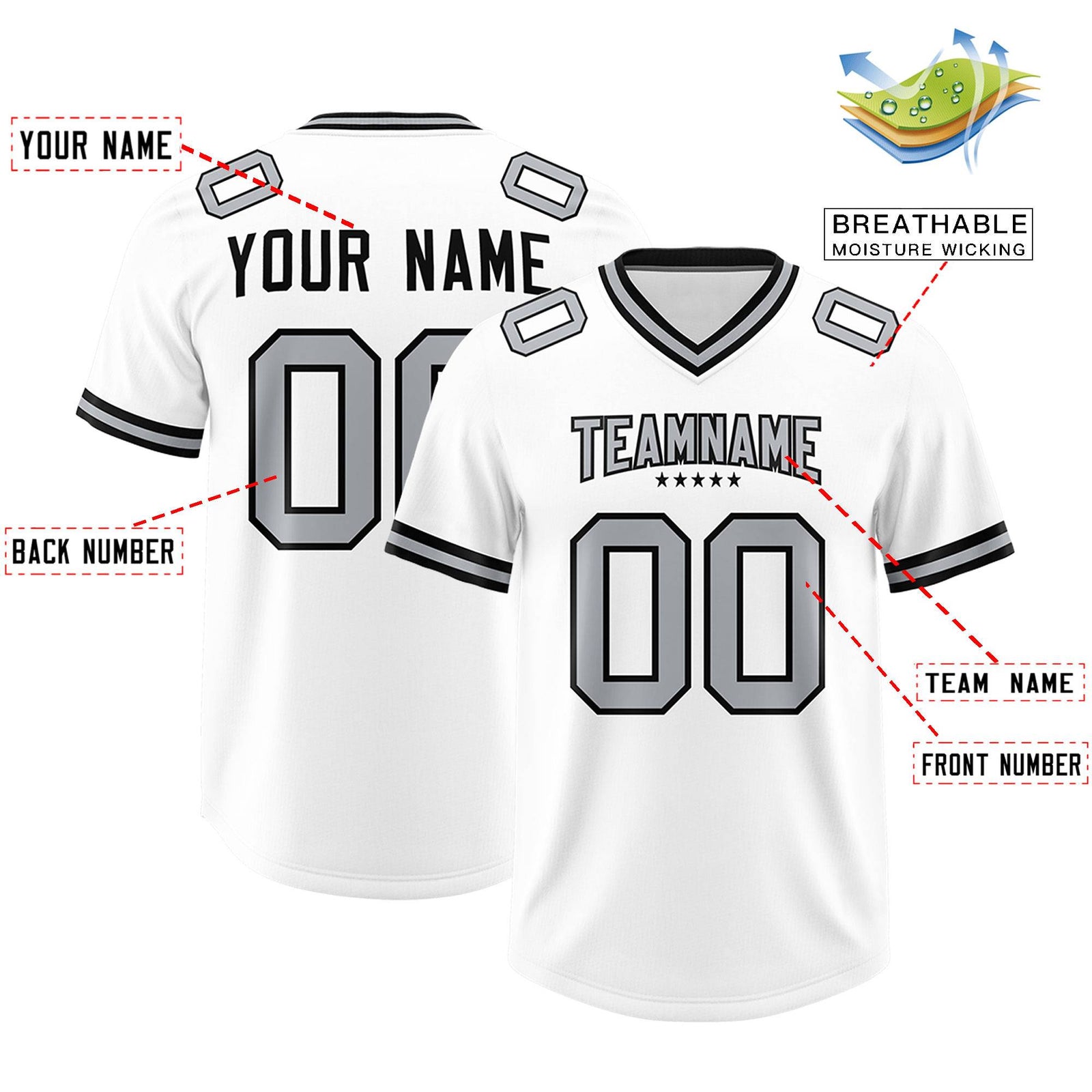 Custom White Classic American Football Jerseys