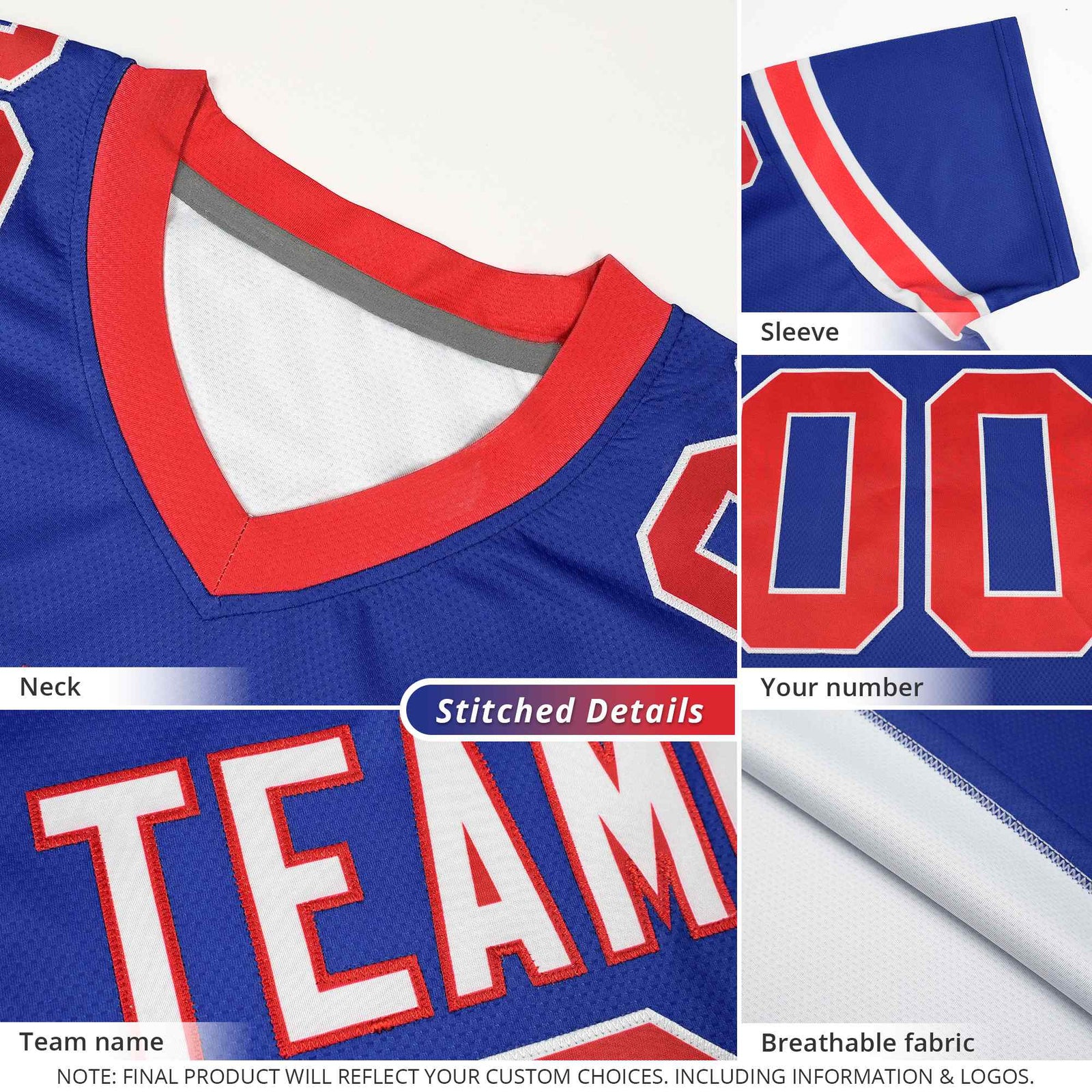 Custom Cream Royal Personalized Star Pattern Raglan Sleeves Authentic Football Jersey