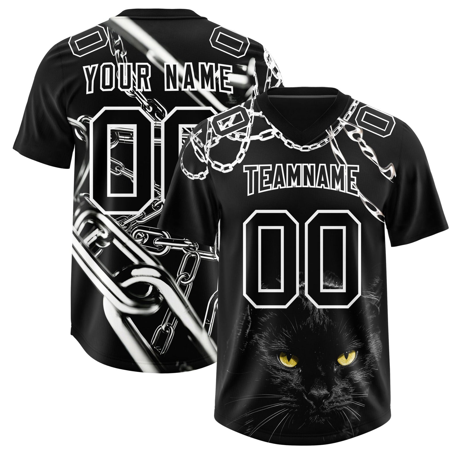 Custom Black White Graffiti Pattern Chains Football Jersey| KXKSHOP