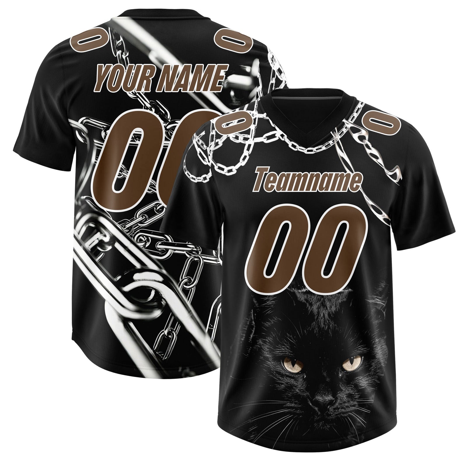 Custom Black Graffiti Pattern Chains Football Jersey| KXKSHOP