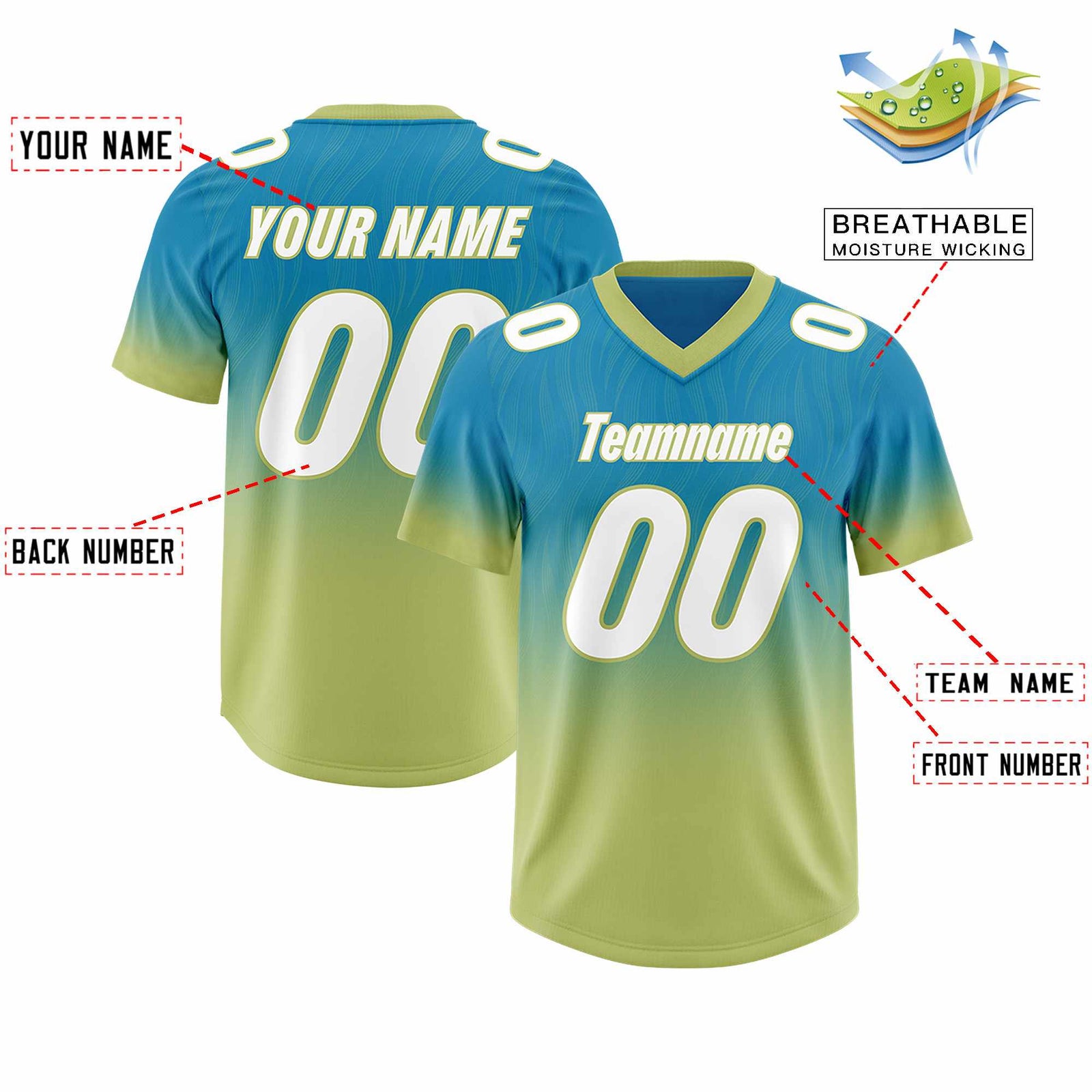 Custom Panther Blue Champagne Gradient Fashion Outdoor Authentic Football Jersey