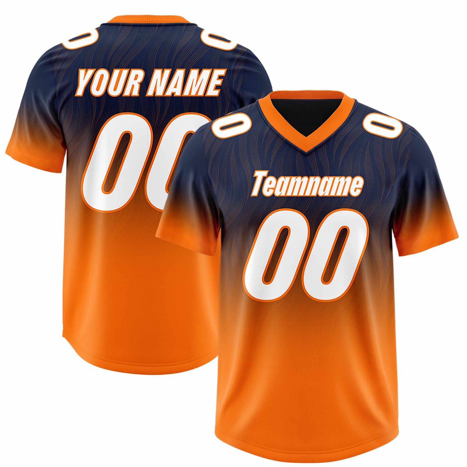 Custom Navy Orange Gradient Fashion Outdoor Authentic Football Jersey