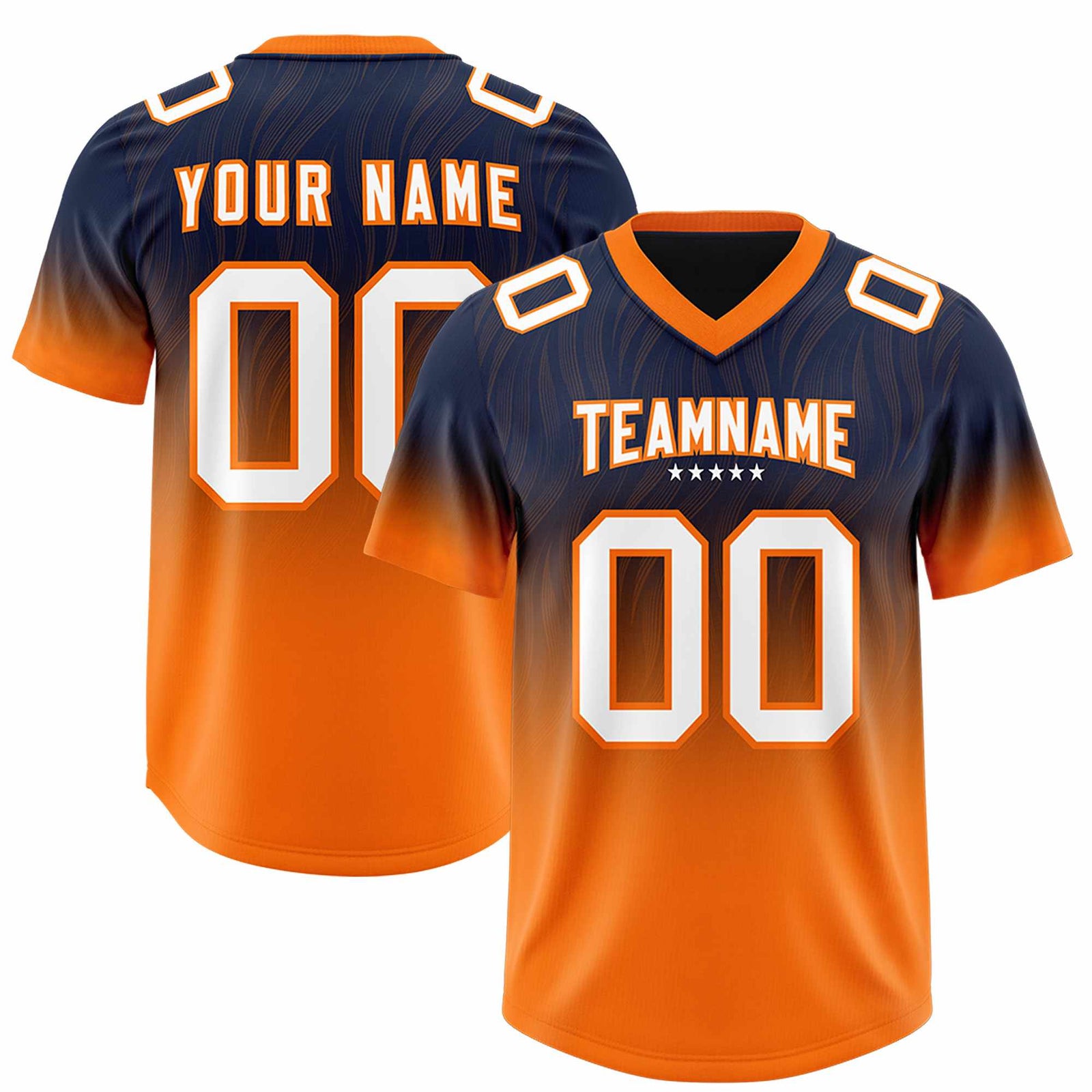 Custom Navy Orange Gradient Fashion Outdoor Authentic Football Jersey