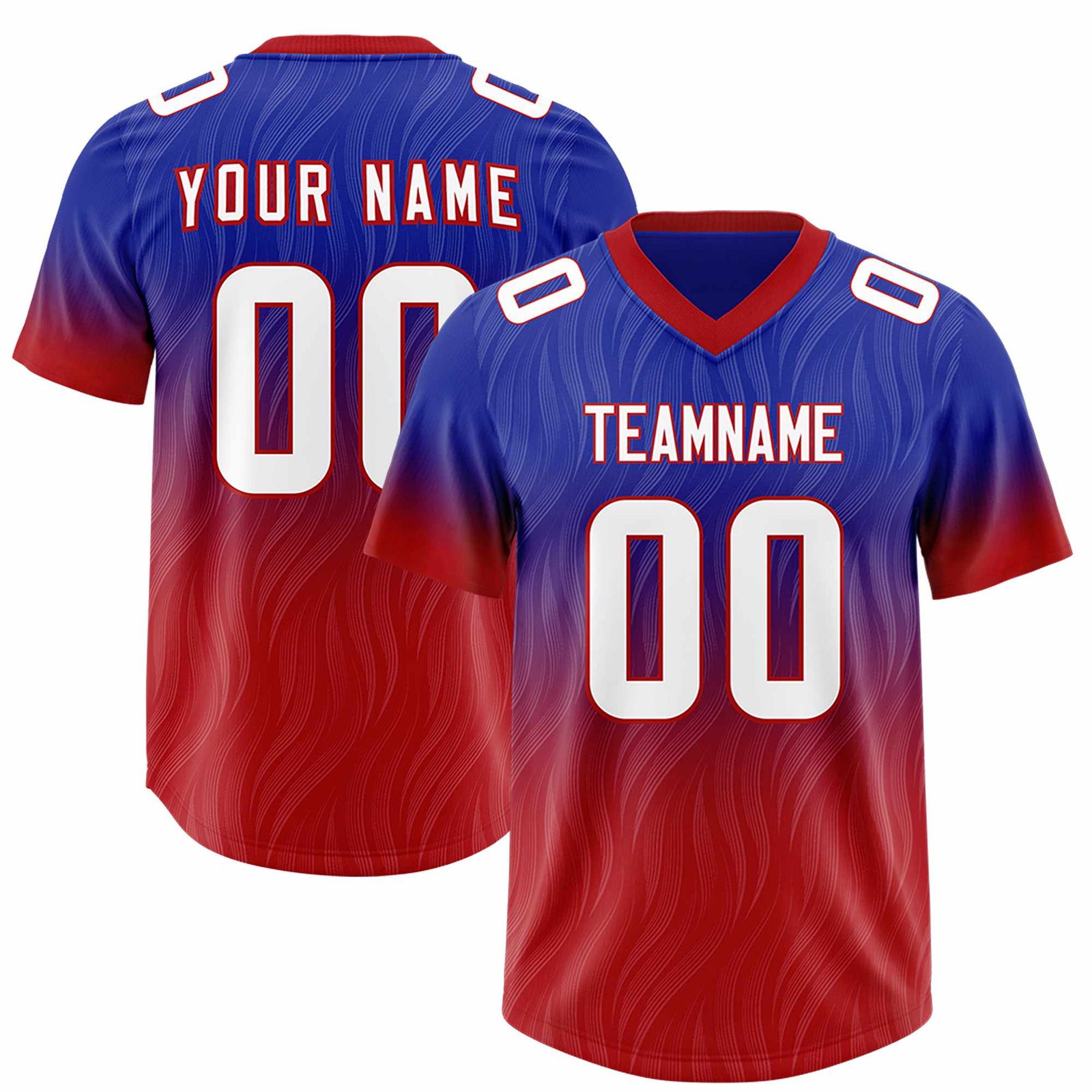 Custom Royal Red Gradient Fashion Outdoor Authentic Football Jersey