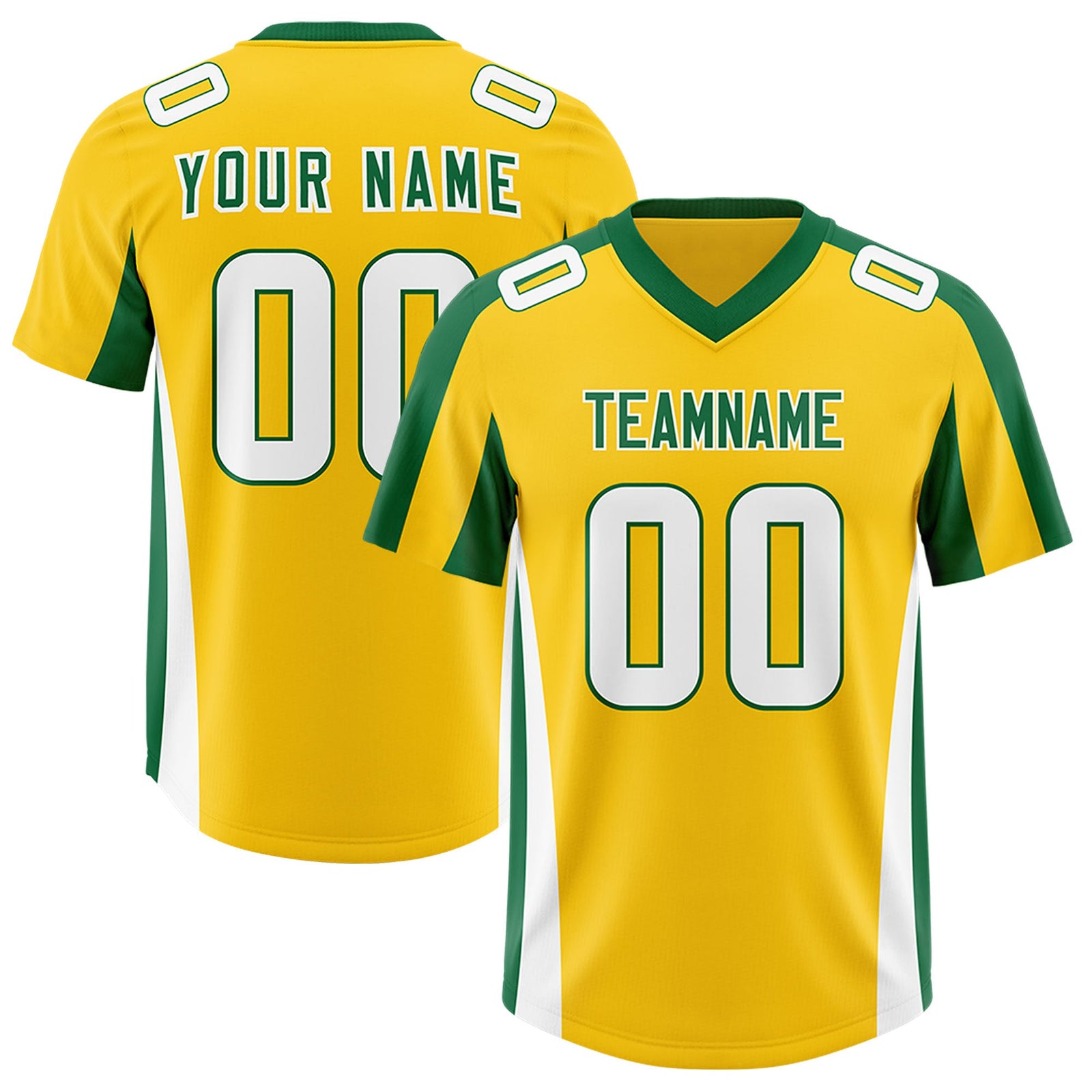 Custom Gold Kelly Green Side Stripe Pattern Authentic Football Jersey
