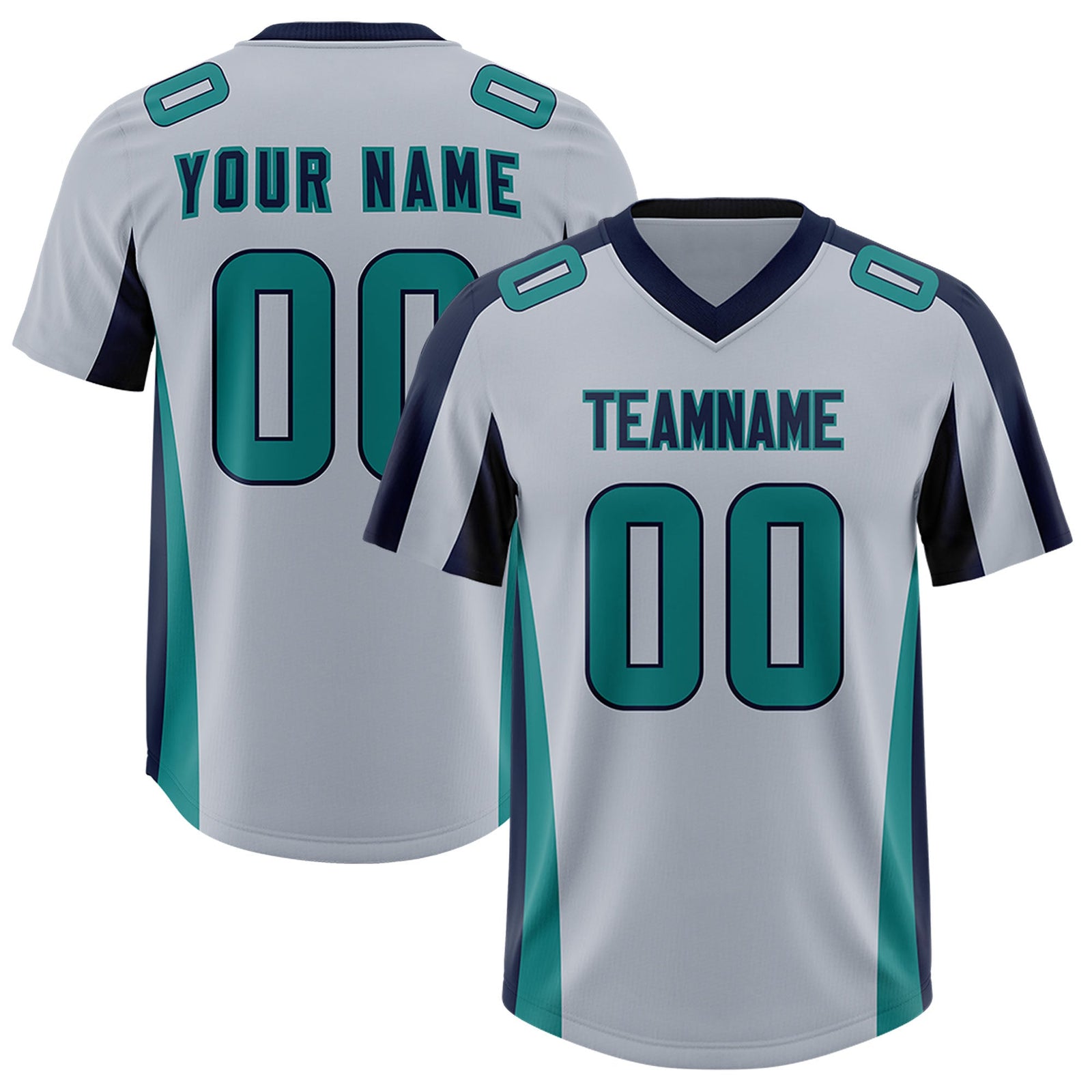 Custom Silver Navy Side Stripe Pattern Authentic Football Jersey