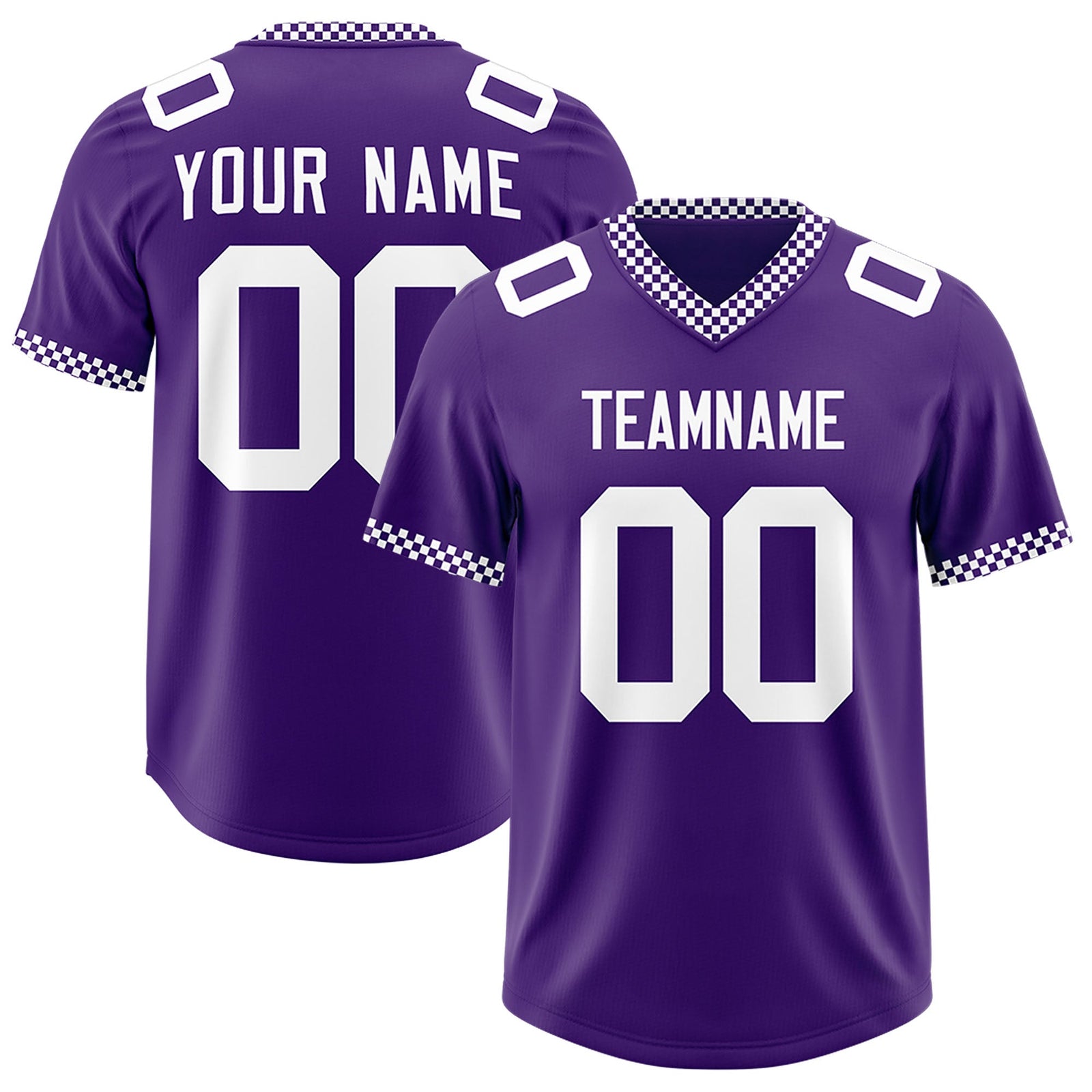 Custom Purple White Personalized Neckline Square Classic Authentic Football Jersey
