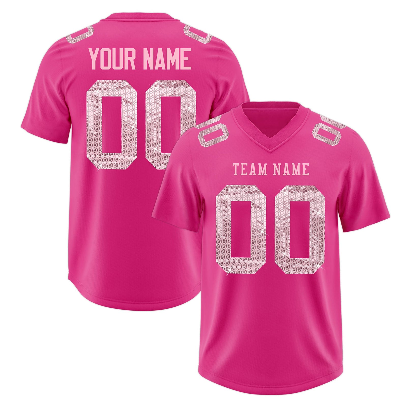 Custom Rose Red Light Pink sequin lettering Breathable Football Jersey| KXKSHOP