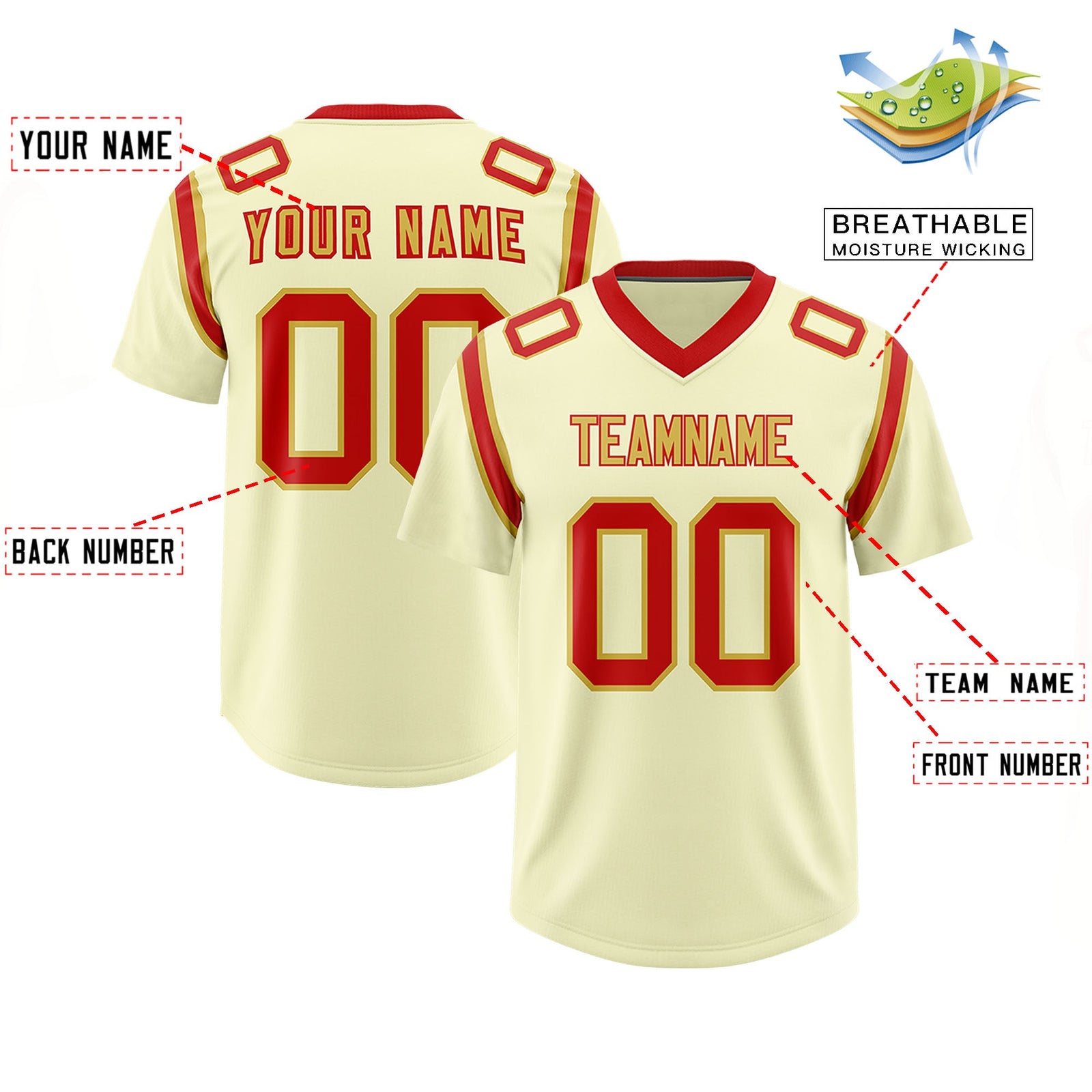 Custom Cream Personalized Shoulder Cut Two-Tone Authentic Football Jersey