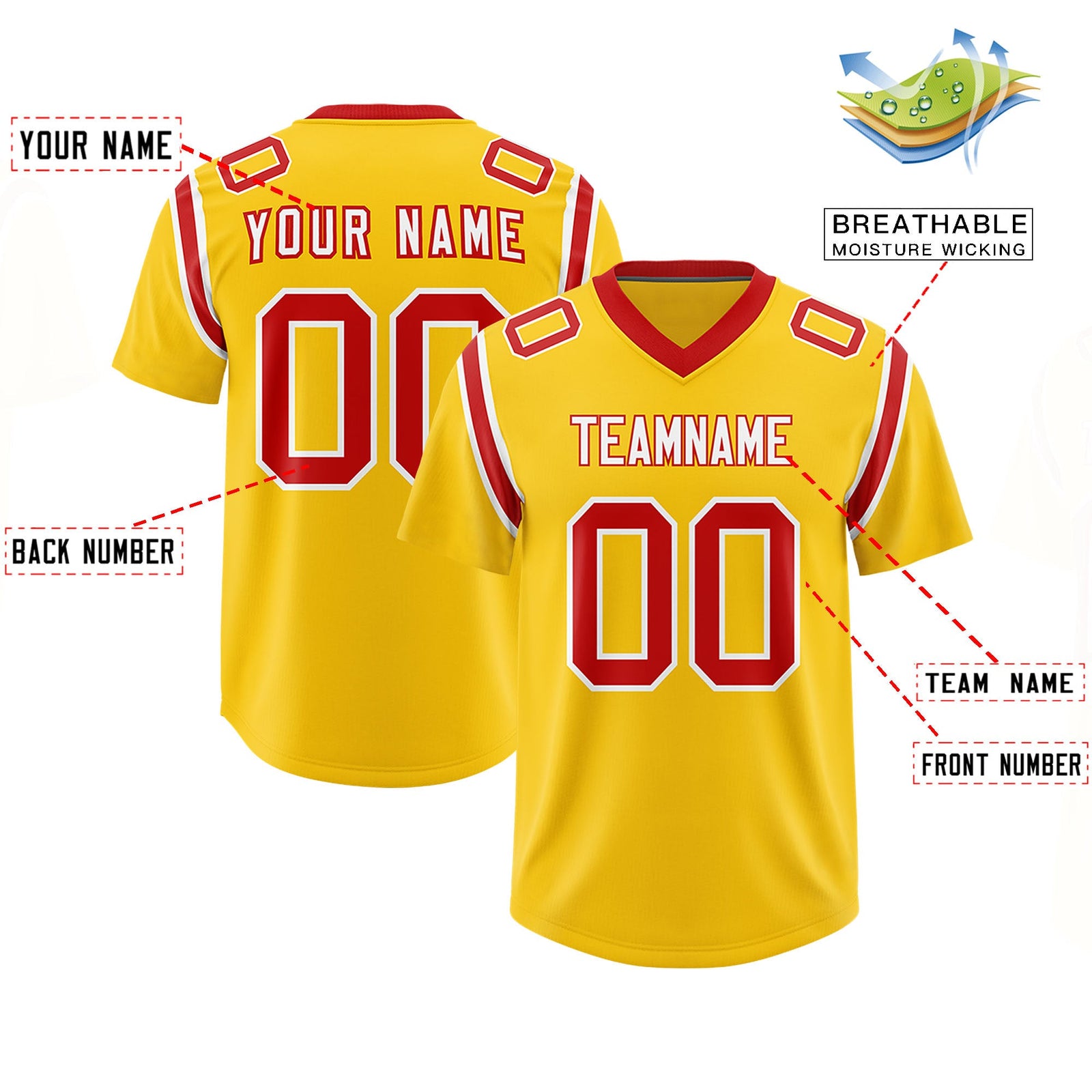Custom Gold Personalized Shoulder Cut Two-Tone Authentic Football Jersey