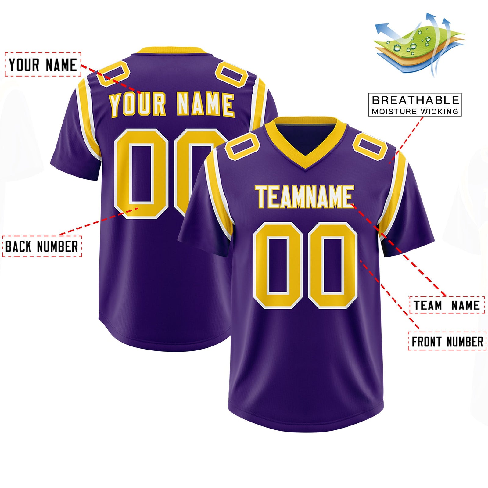 Custom Purple Personalized Shoulder Cut Two-Tone Authentic Football Jersey
