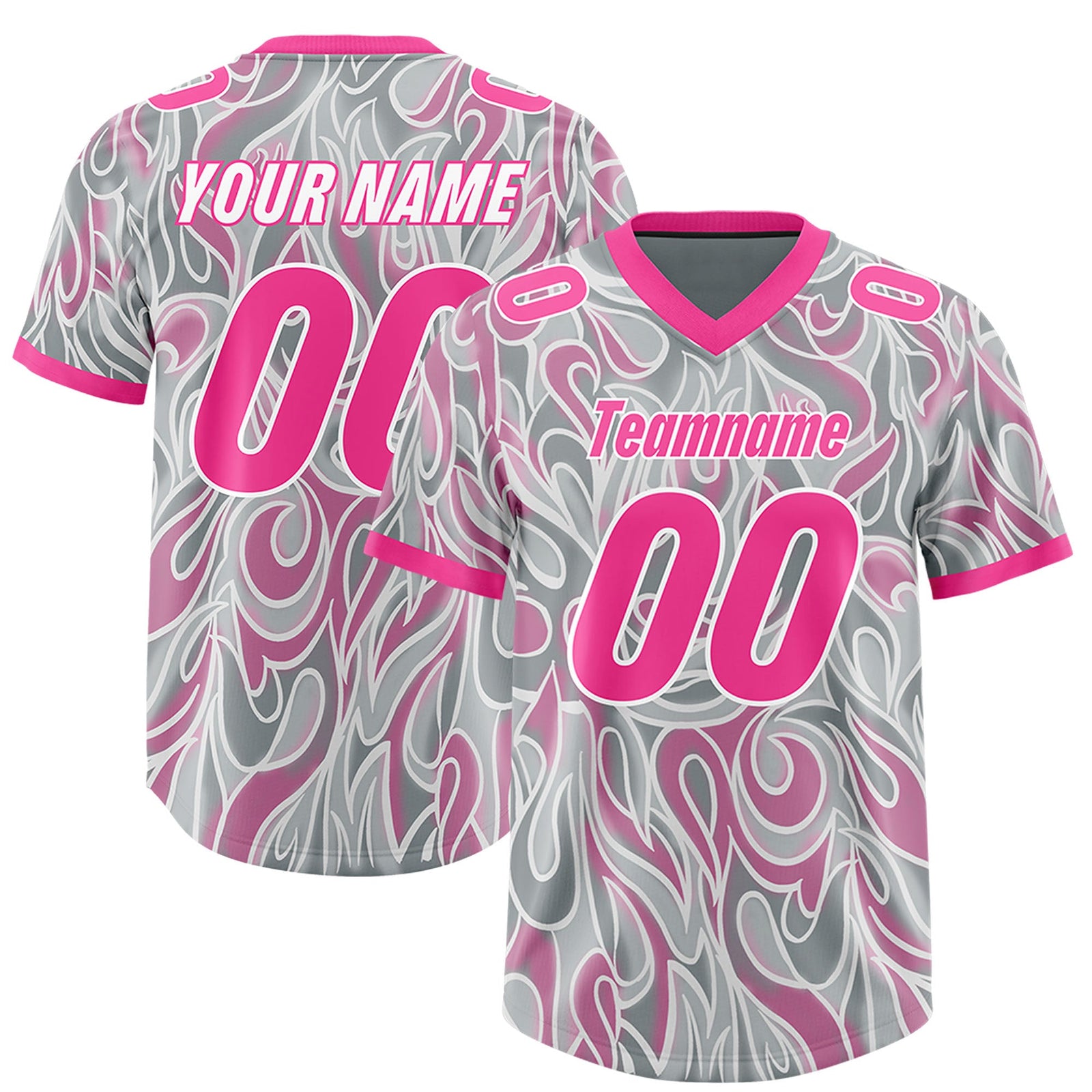 Custom Grey Personalized Printed Graffiti Pattern Design Authentic Football Jersey