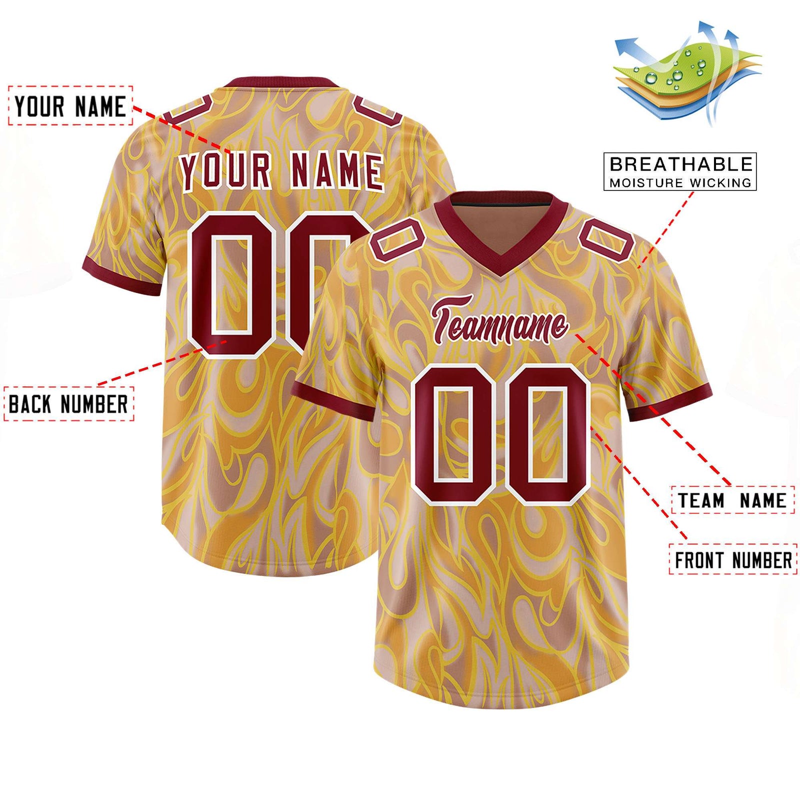 Custom Khaki Personalized Printed Graffiti Pattern Design Authentic Football Jersey