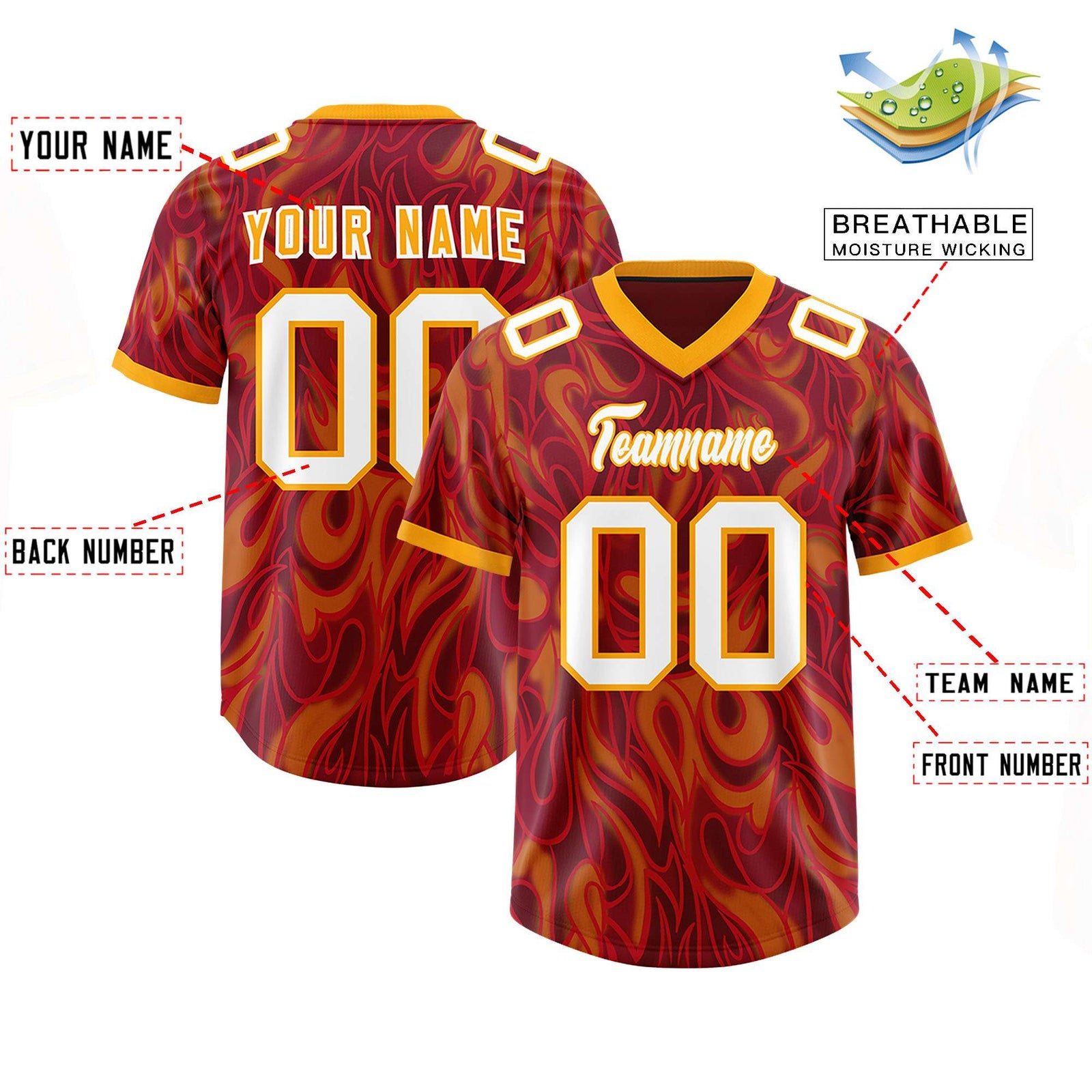 Custom Crimson Personalized Printed Graffiti Pattern Design Authentic Football Jersey