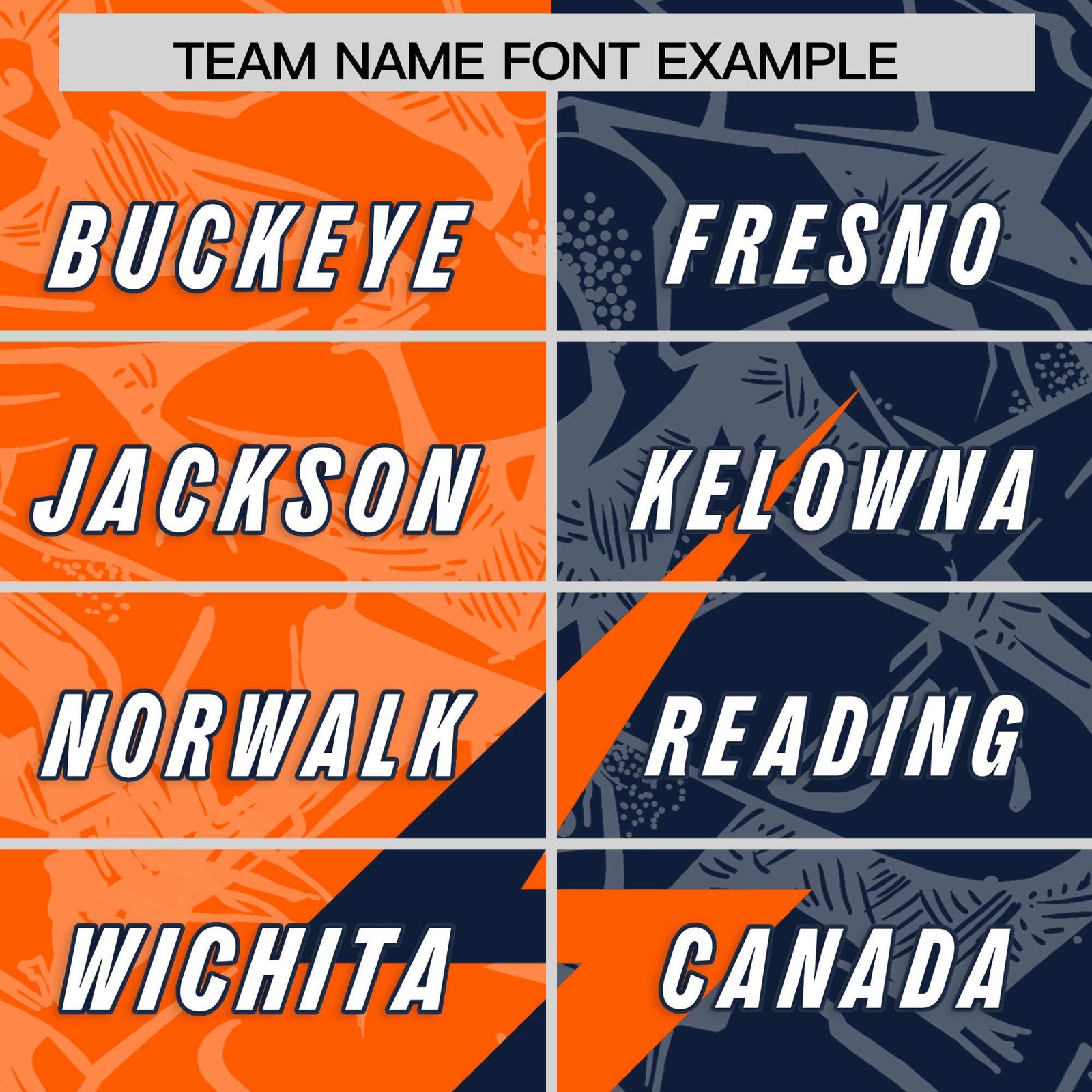 Custom Orange Navy Split Personalized Lightning Pattern Football Jersey