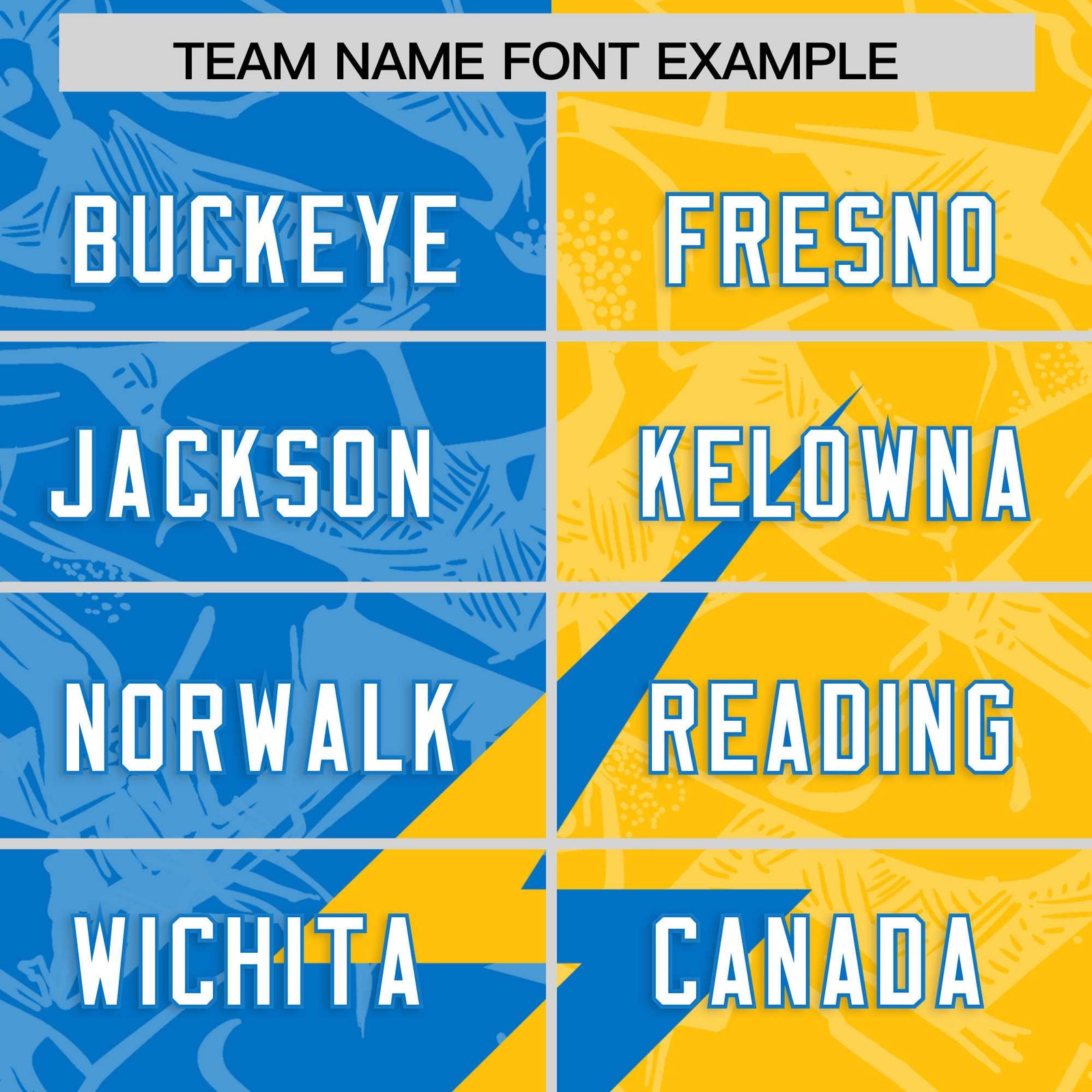 Custom Panther Blue Yellow Split Personalized Lightning Pattern Football Jersey