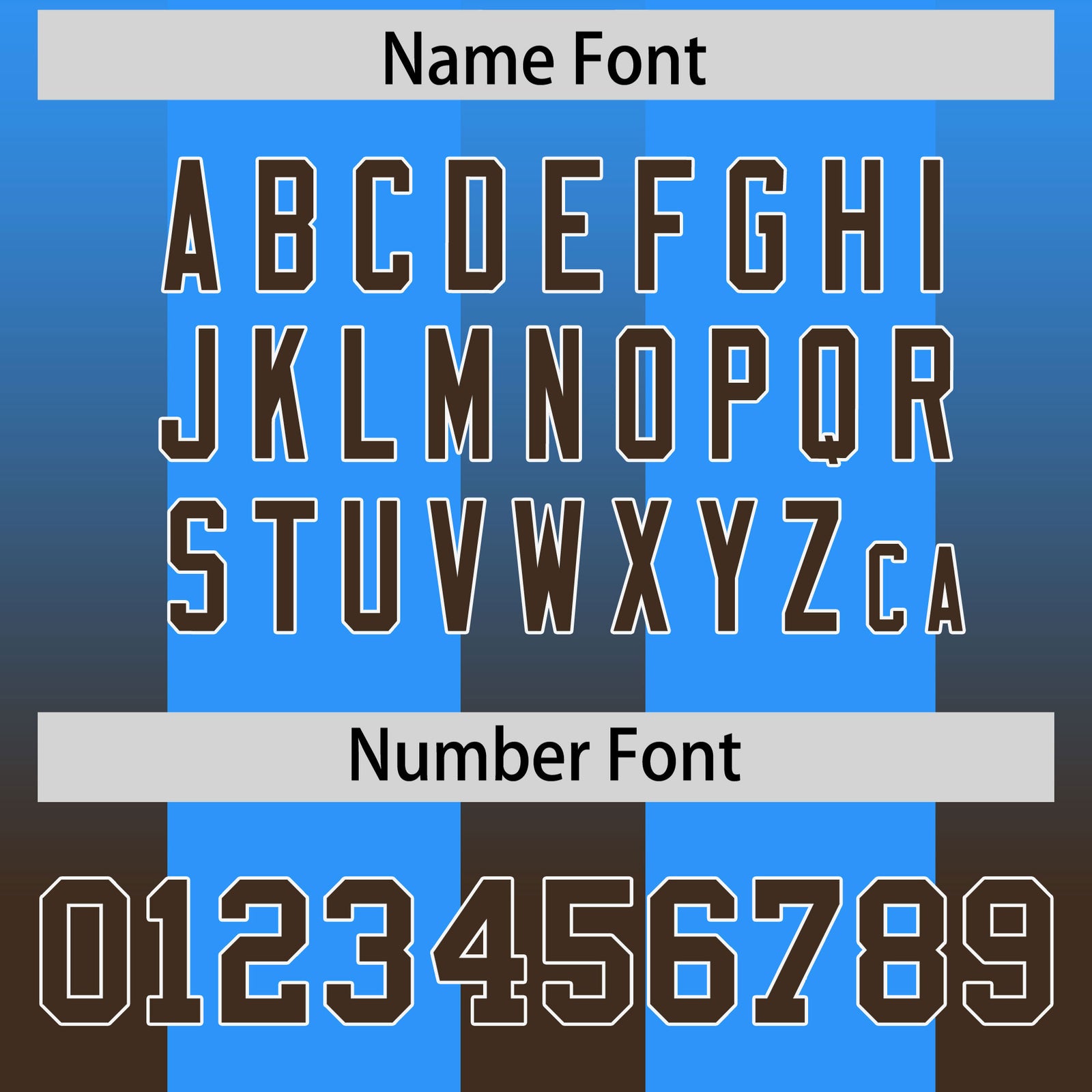 Custom Light Blue Brown Vertical Width Stripe Gradient Fashion Personalized Team Football Jersey