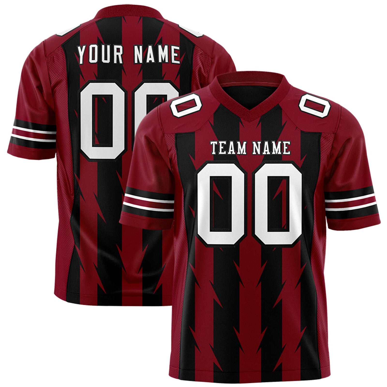 Custom Black and Crimson Graffiti Pattern Practice Flag Football Jerseys For Youth & Mens| KXKSHOP