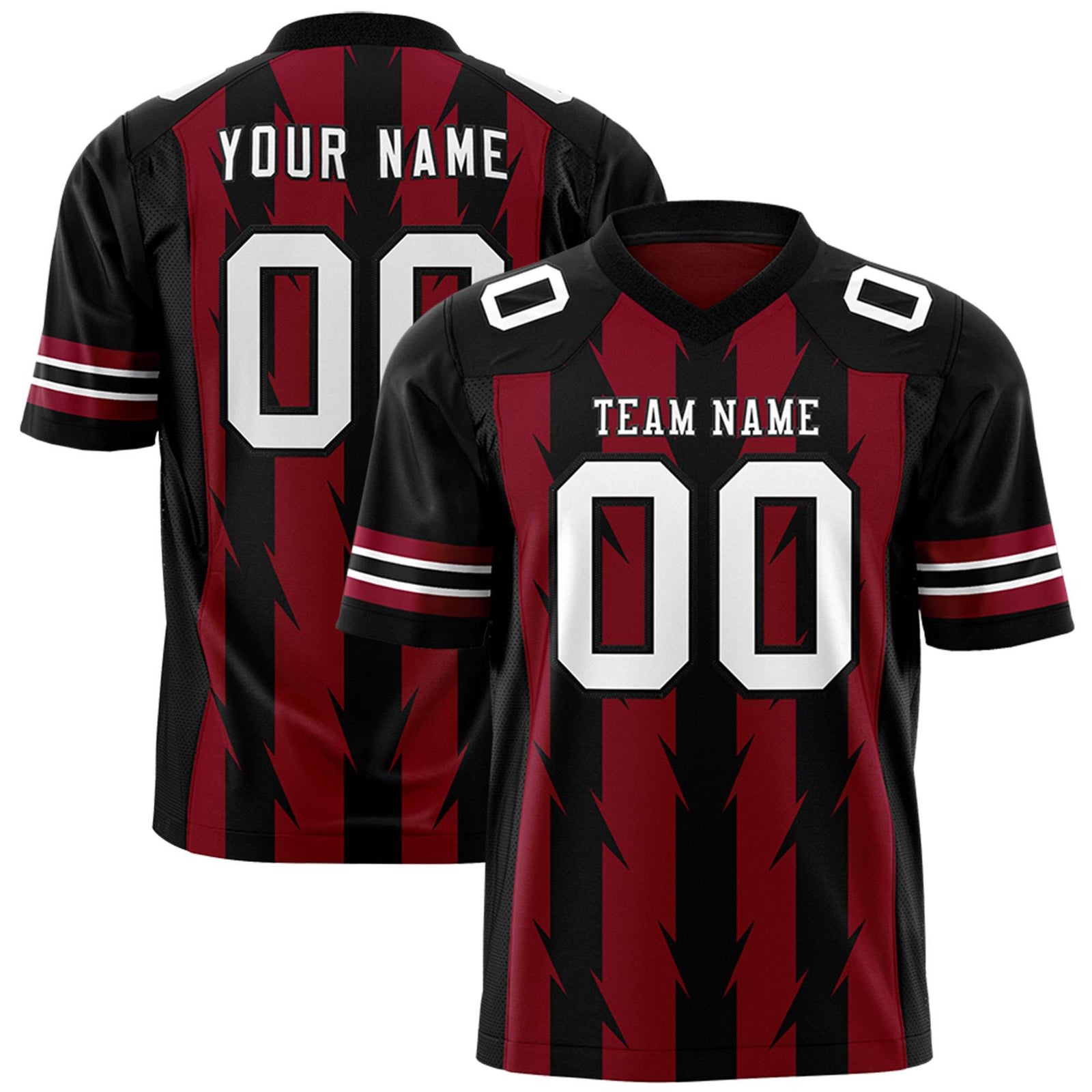 Custom Crimson and Black Graffiti Pattern Practice Flag Football Jerseys For Youth & Mens| KXKSHOP