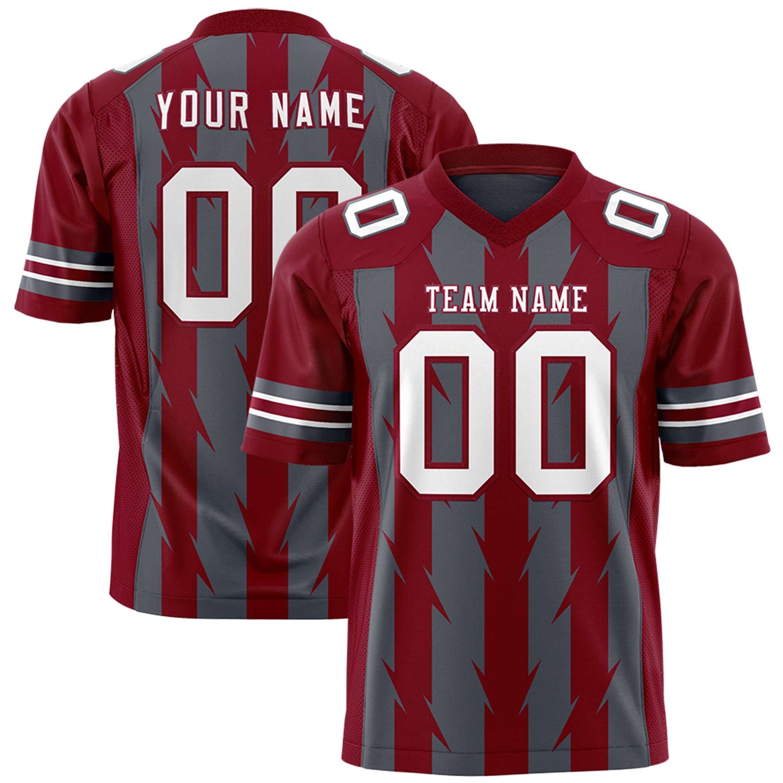 Custom Dark Gray and Crimson Graffiti Pattern Practice Flag Football Jerseys For Youth & Mens| KXKSHOP
