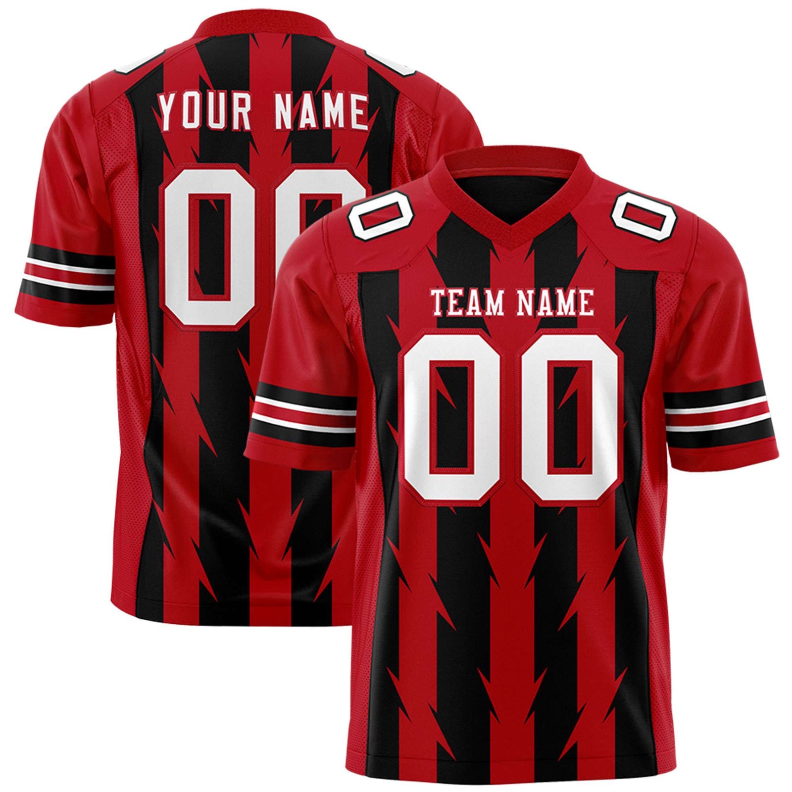 Custom Black and Red Graffiti Pattern Practice Flag Football Jerseys For Youth & Mens| KXKSHOP