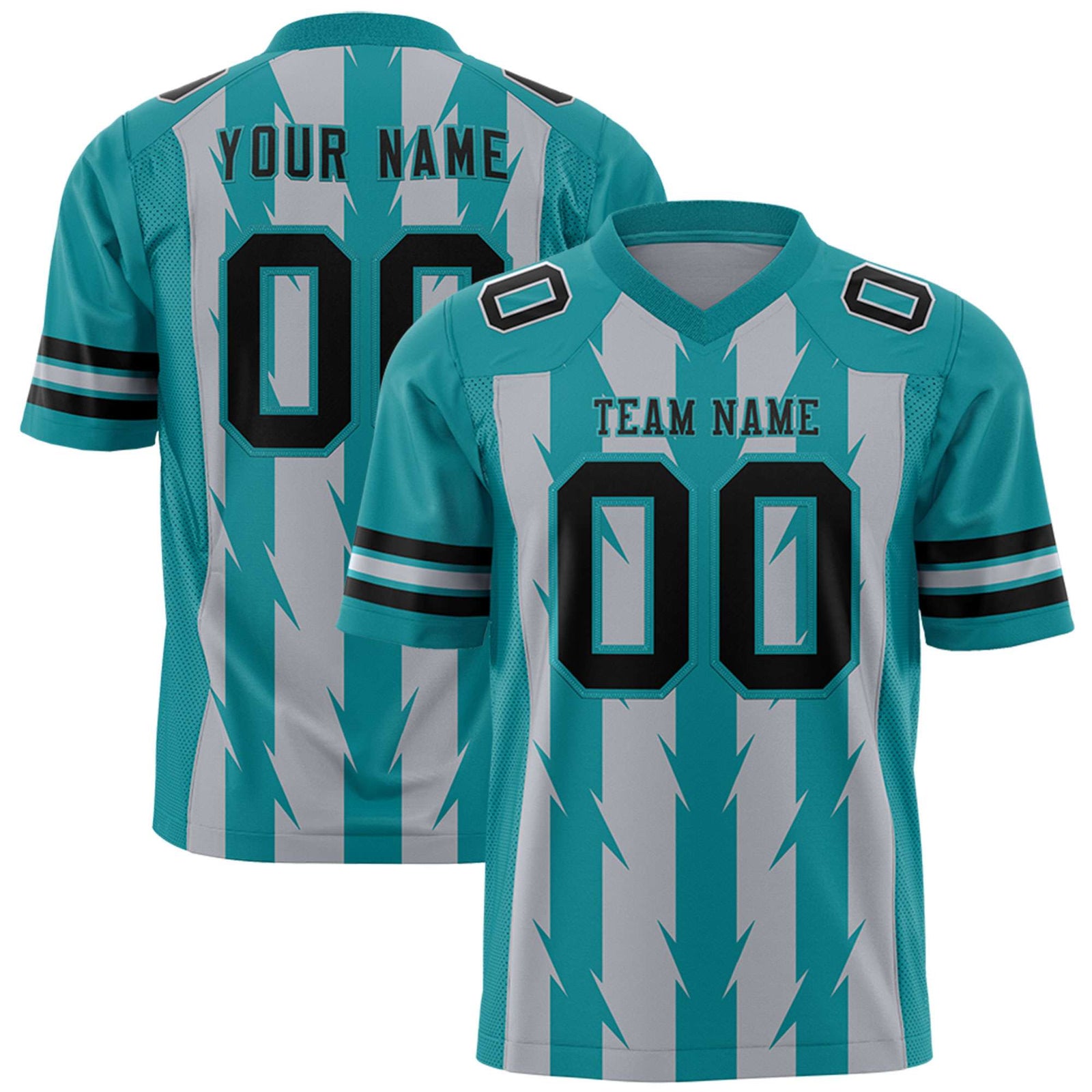 Custom Gray and Aqua Graffiti Pattern Practice Flag Football Jerseys For Youth & Mens| KXKSHOP