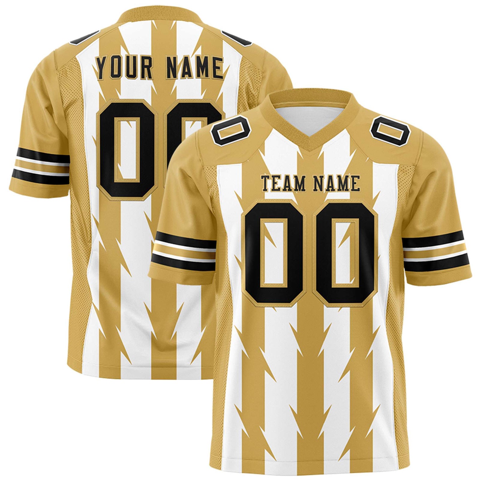 Custom White and Old Gold Graffiti Pattern Practice Flag Football Jerseys For Youth & Mens| KXKSHOP