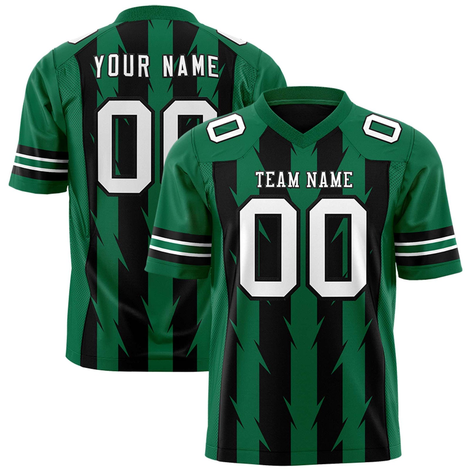 Custom Black and Kelly Green Graffiti Pattern Practice Flag Football Jerseys For Youth & Mens| KXKSHOP