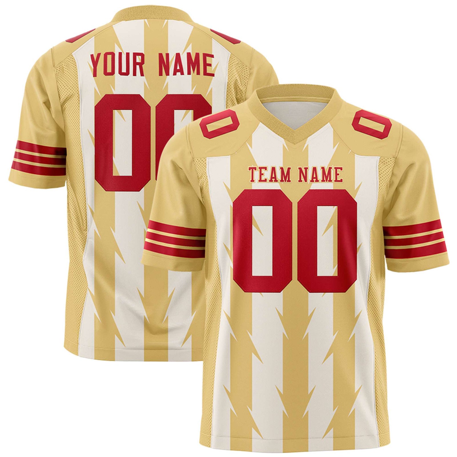 Custom Cream and Khaki Graffiti Pattern Practice Flag Football Jerseys For Youth & Mens| KXKSHOP
