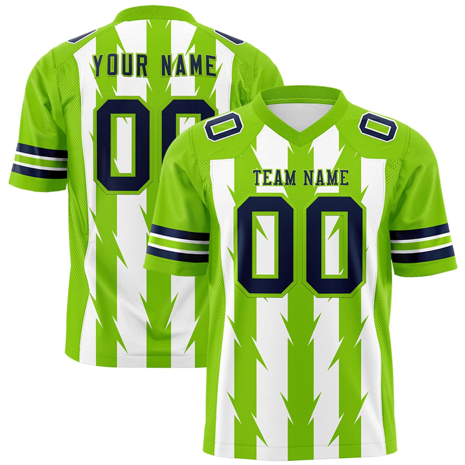 Custom White and Neon Green Graffiti Pattern Practice Flag Football Jerseys For Youth & Mens| KXKSHOP