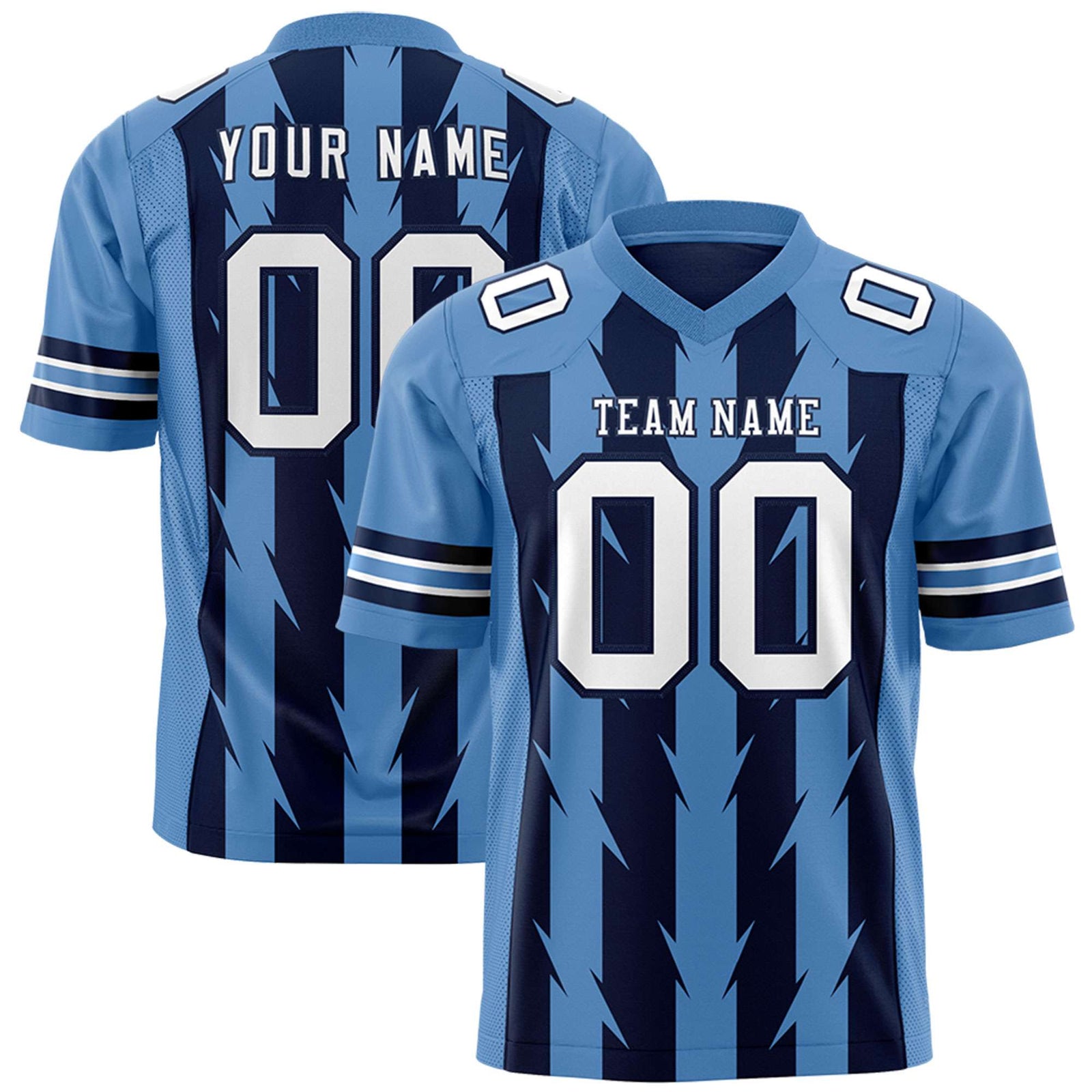 Custom Navy and Light Blue Graffiti Pattern Practice Flag Football Jerseys For Youth & Mens| KXKSHOP