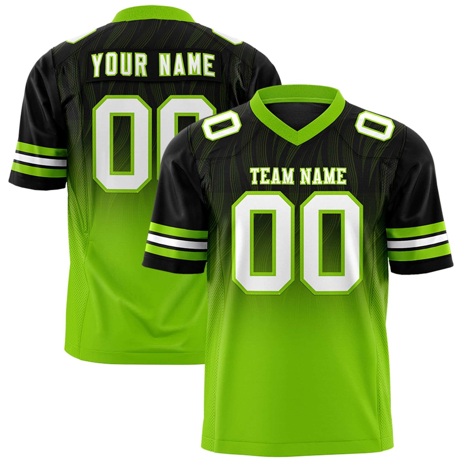 Custom Black and Neon Green Customize Flag Football Jersey-7v7 Football Uniforms | KXKSHOP