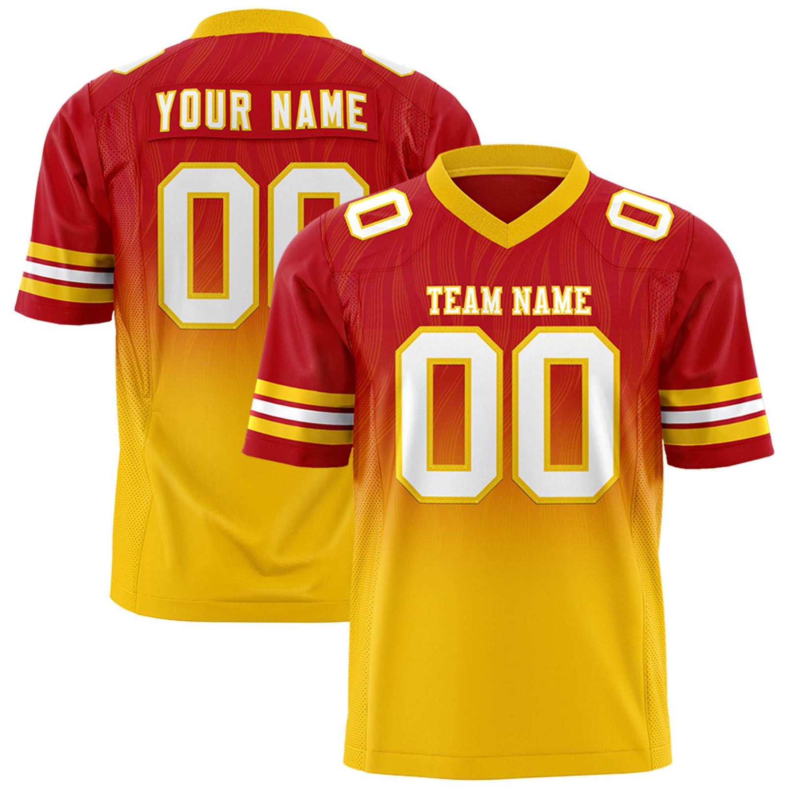 Custom Red and Gold Customize Flag Football Jersey-7v7 Football Uniforms | KXKSHOP