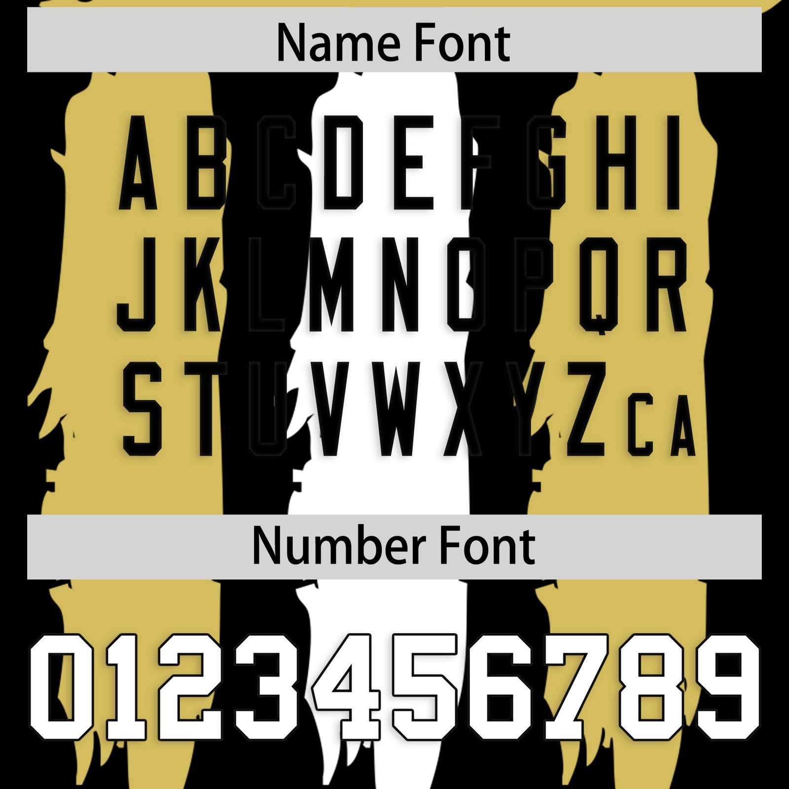 Custom Flag Football Jersey | Black Old Gold and White Graffiti Pattern Practice 7on7 Uniforms | Add name, number & logo| KXKSHOP