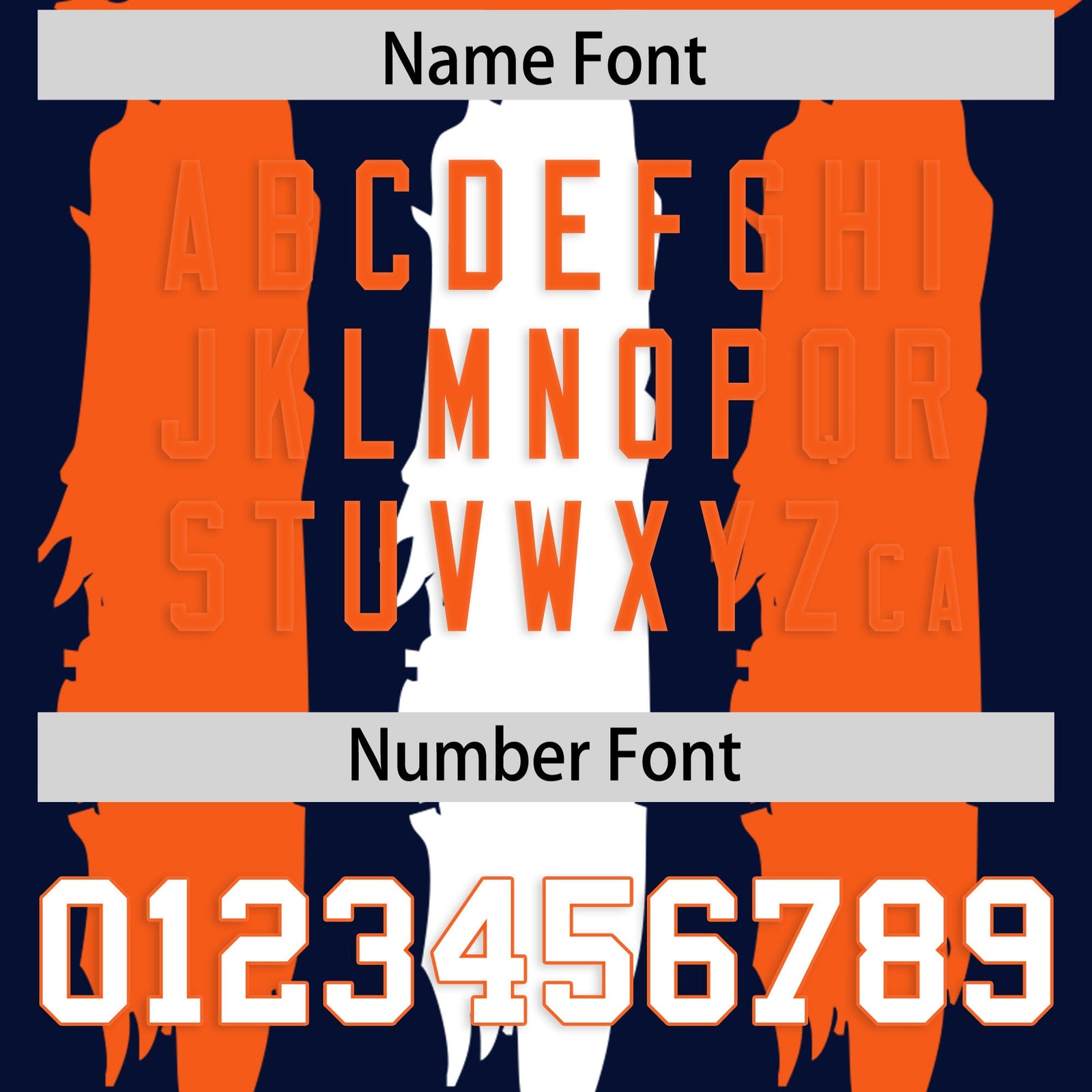 Custom Flag Football Jersey | Navy Orange and White Graffiti Pattern Practice 7on7 Uniforms | Add name, number & logo| KXKSHOP