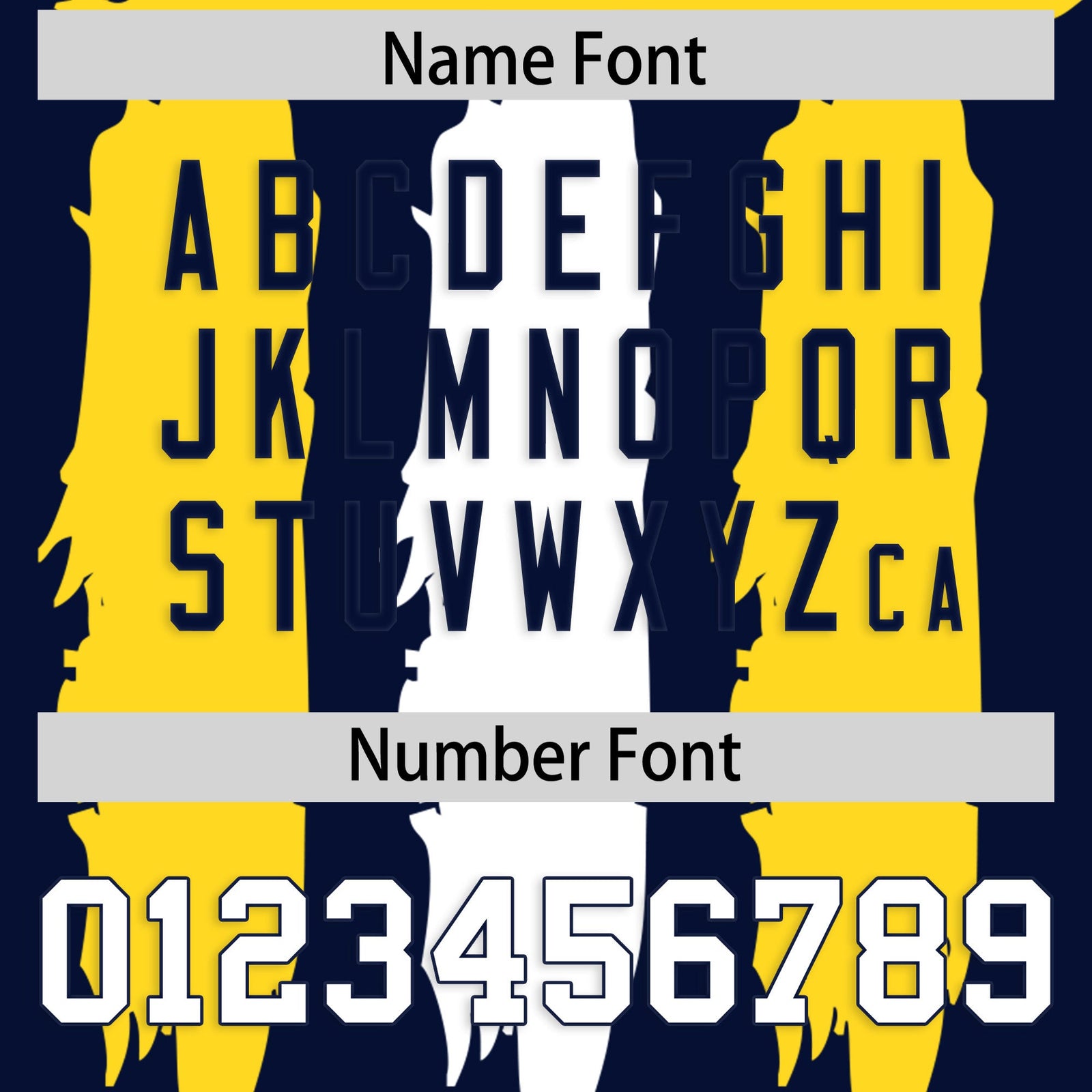 Custom Flag Football Jersey | Navy Gold and White Graffiti Pattern Practice 7on7 Uniforms | Add name, number & logo| KXKSHOP