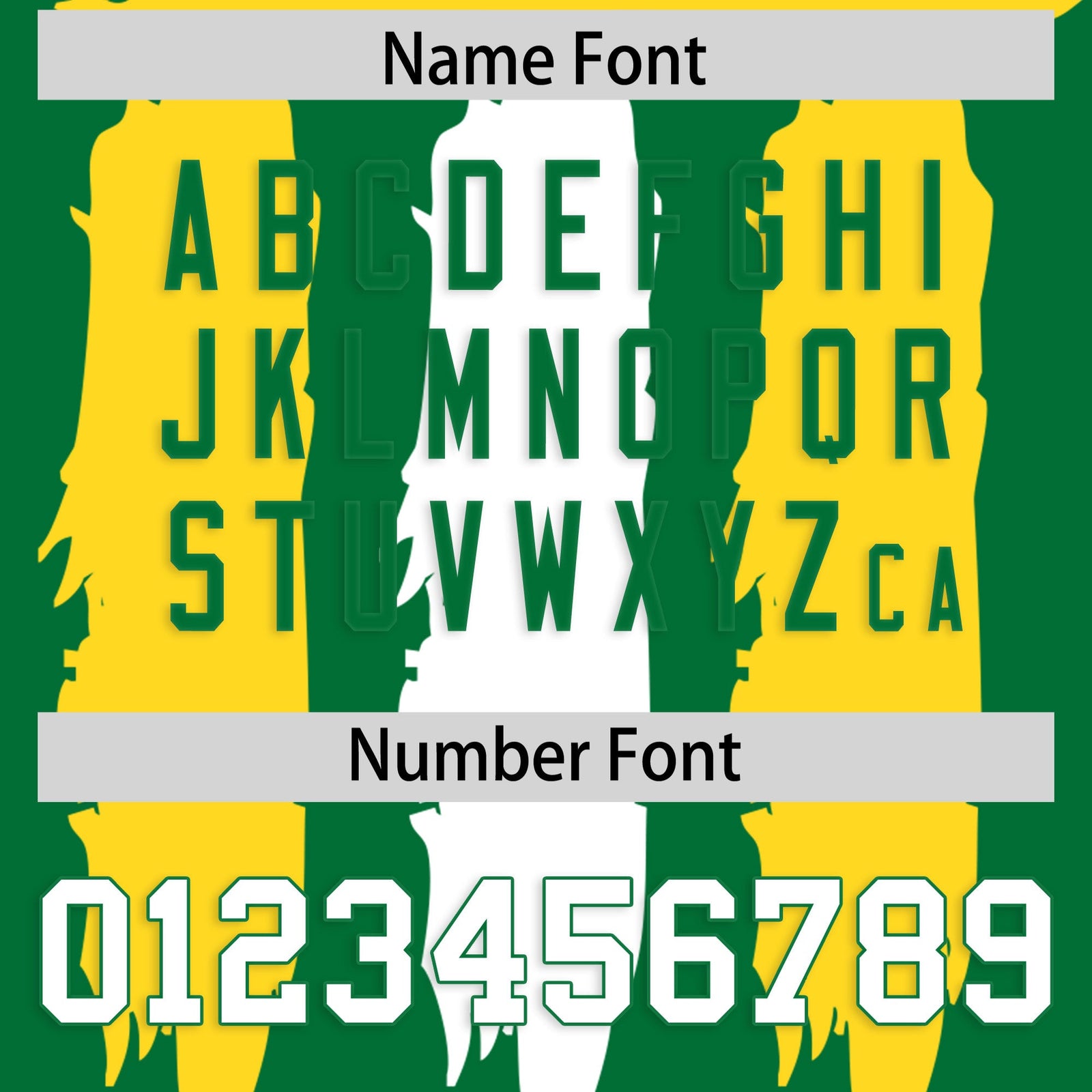 Custom Flag Football Jersey | Kelly Green Gold and White Graffiti Pattern Practice 7on7 Uniforms | Add name, number & logo| KXKSHOP