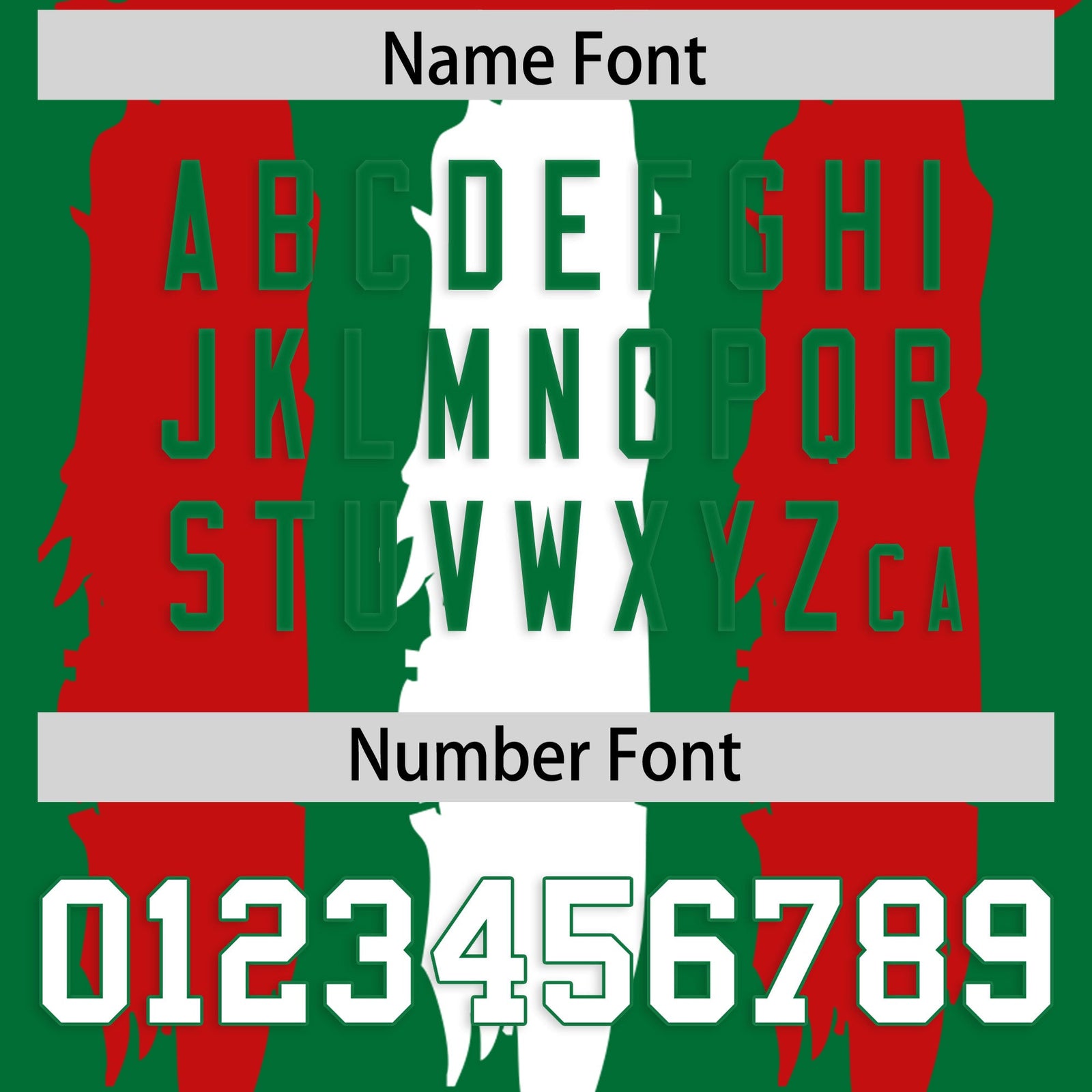 Custom Flag Football Jersey | Kelly Green Red and White Graffiti Pattern Practice 7on7 Uniforms | Add name, number & logo| KXKSHOP