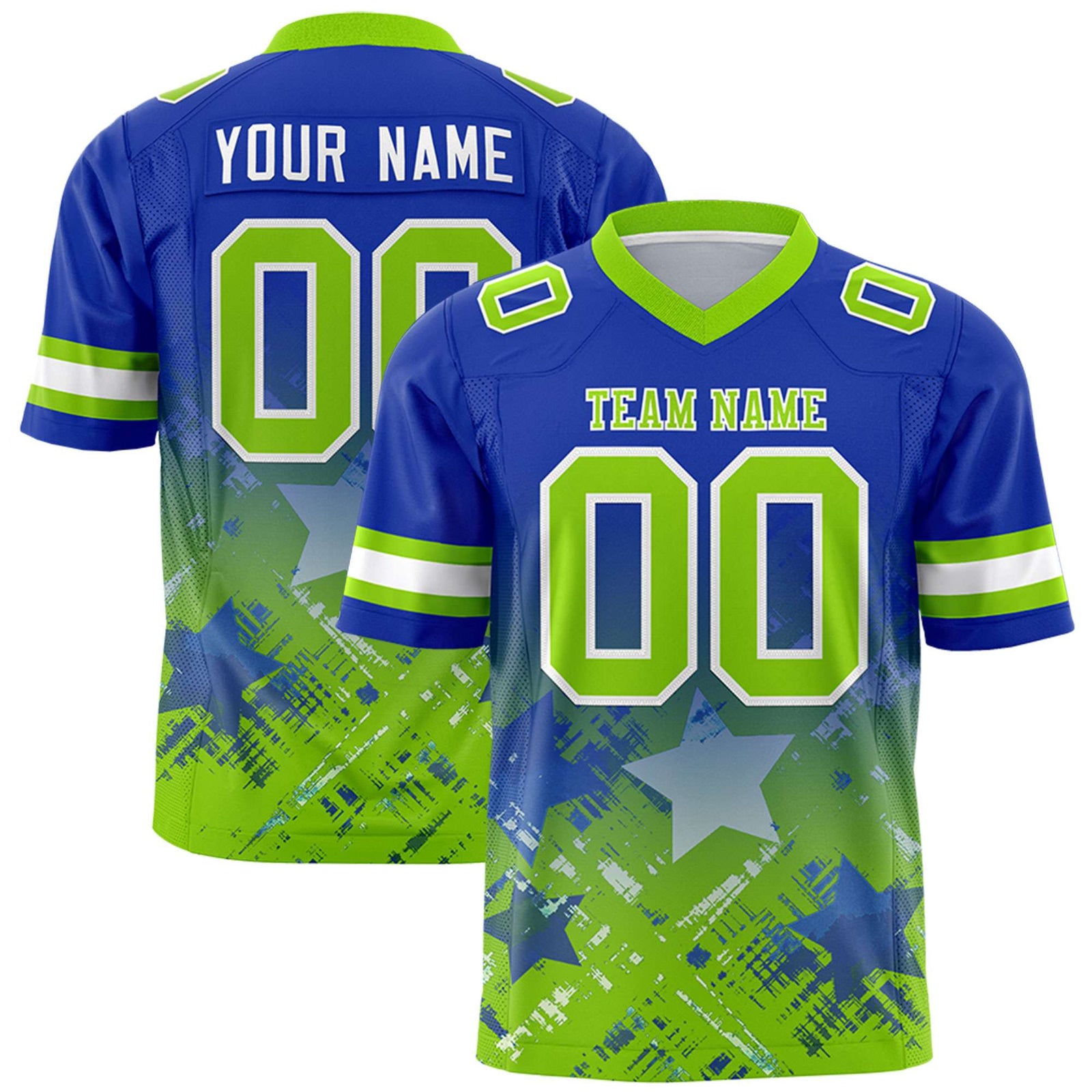 Custom Royal and Neon Green Customize Flag Football Jersey - 7v7 Uniform| KXKSHOP