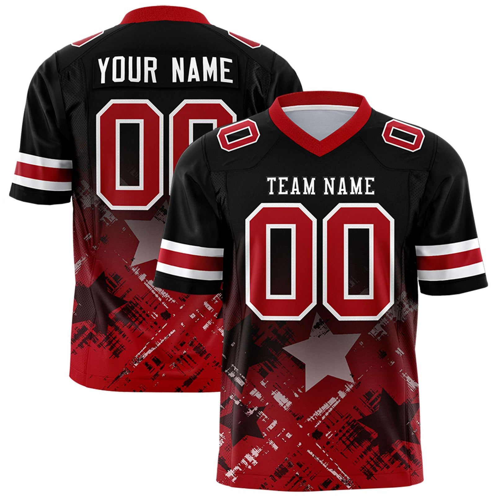 Custom Black and Red Customize Flag Football Jersey - 7v7 Uniform| KXKSHOP