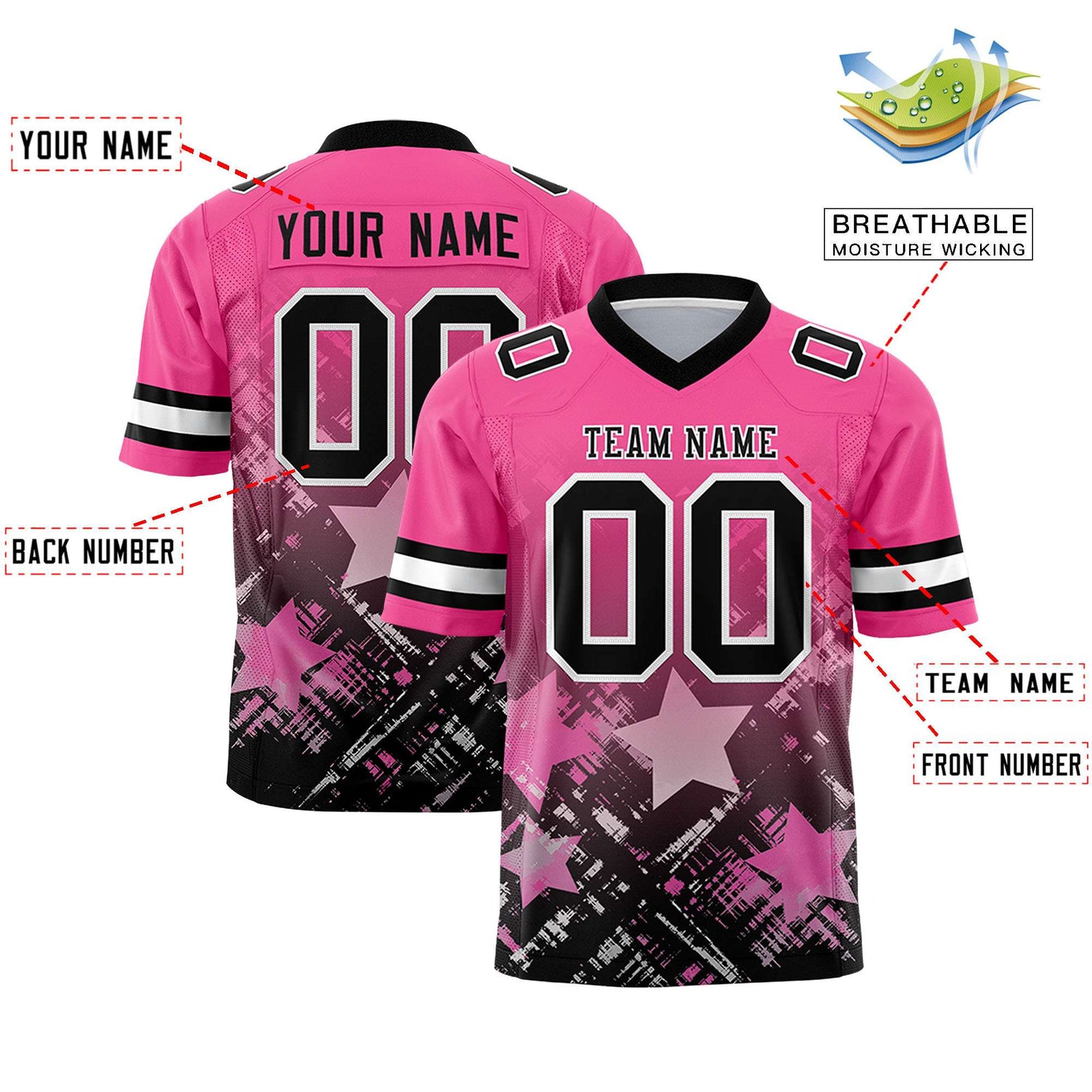 Custom Pink and Black Customize Flag Football Jersey - 7v7 Uniform| KXKSHOP