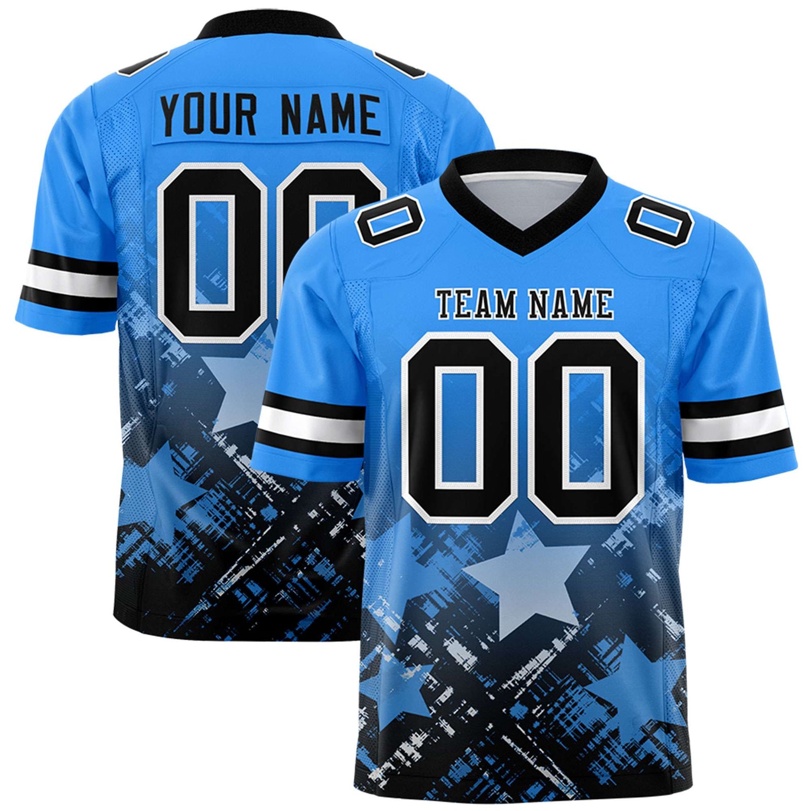 Custom Light Blue and Black Customize Flag Football Jersey - 7v7 Uniform| KXKSHOP