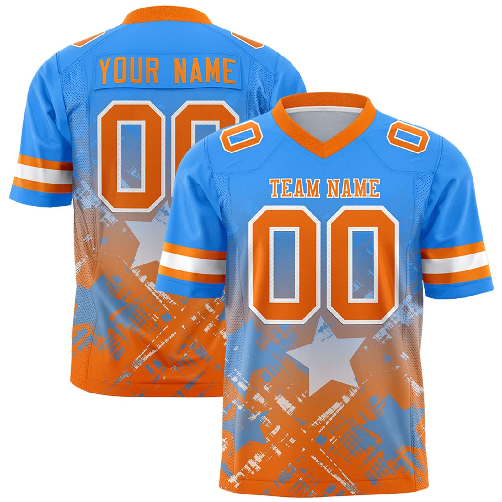 Custom Light Blue and Orange Customize Flag Football Jersey - 7v7 Uniform| KXKSHOP