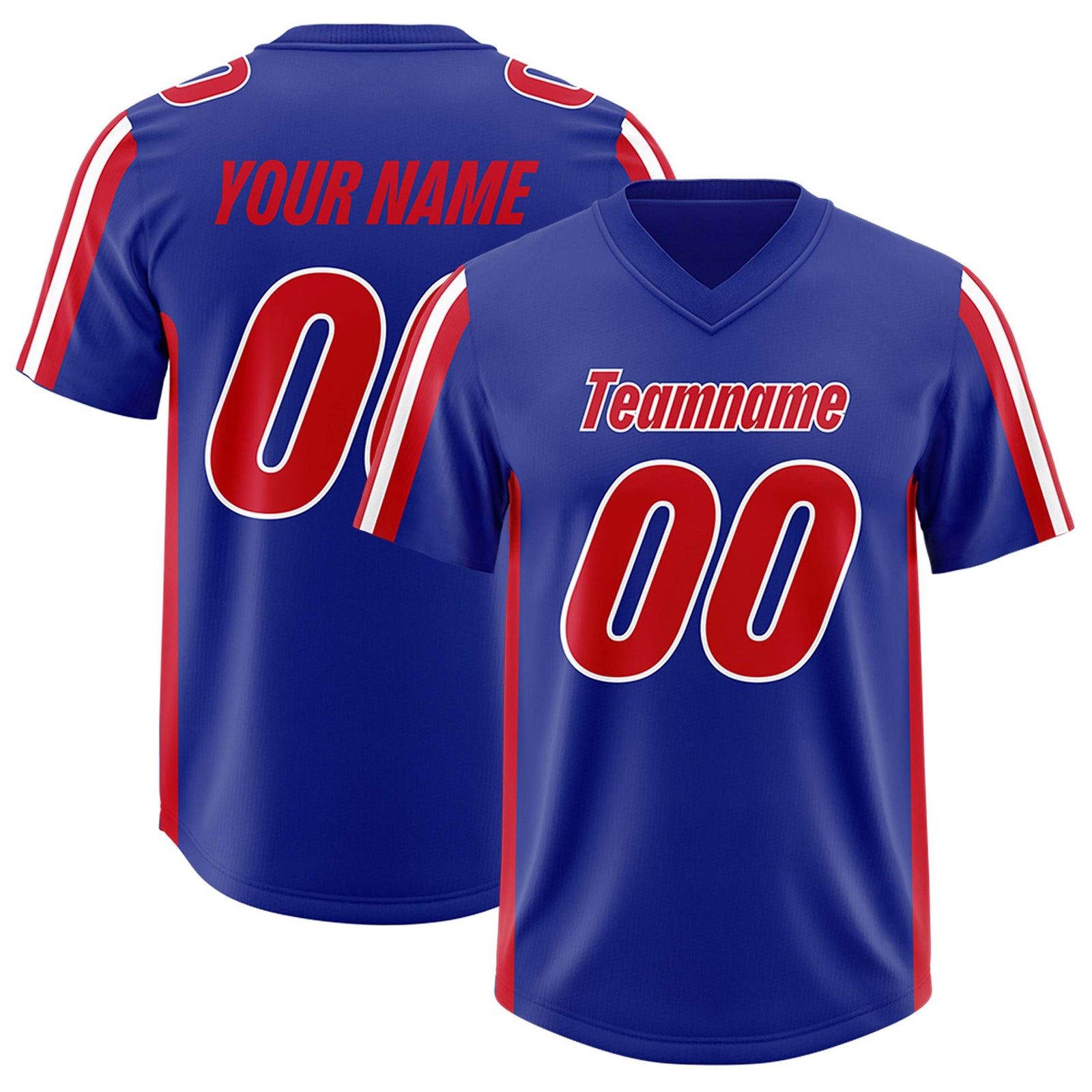 Custom Royal Red and White Side Stripe Pattern Authentic Football Jersey