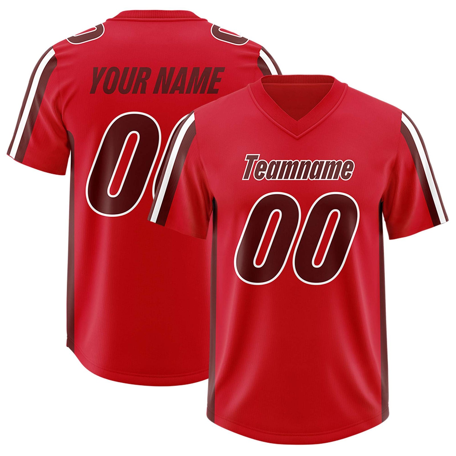 Custom Red Cardinal and White Side Stripe Pattern Authentic Football Jersey
