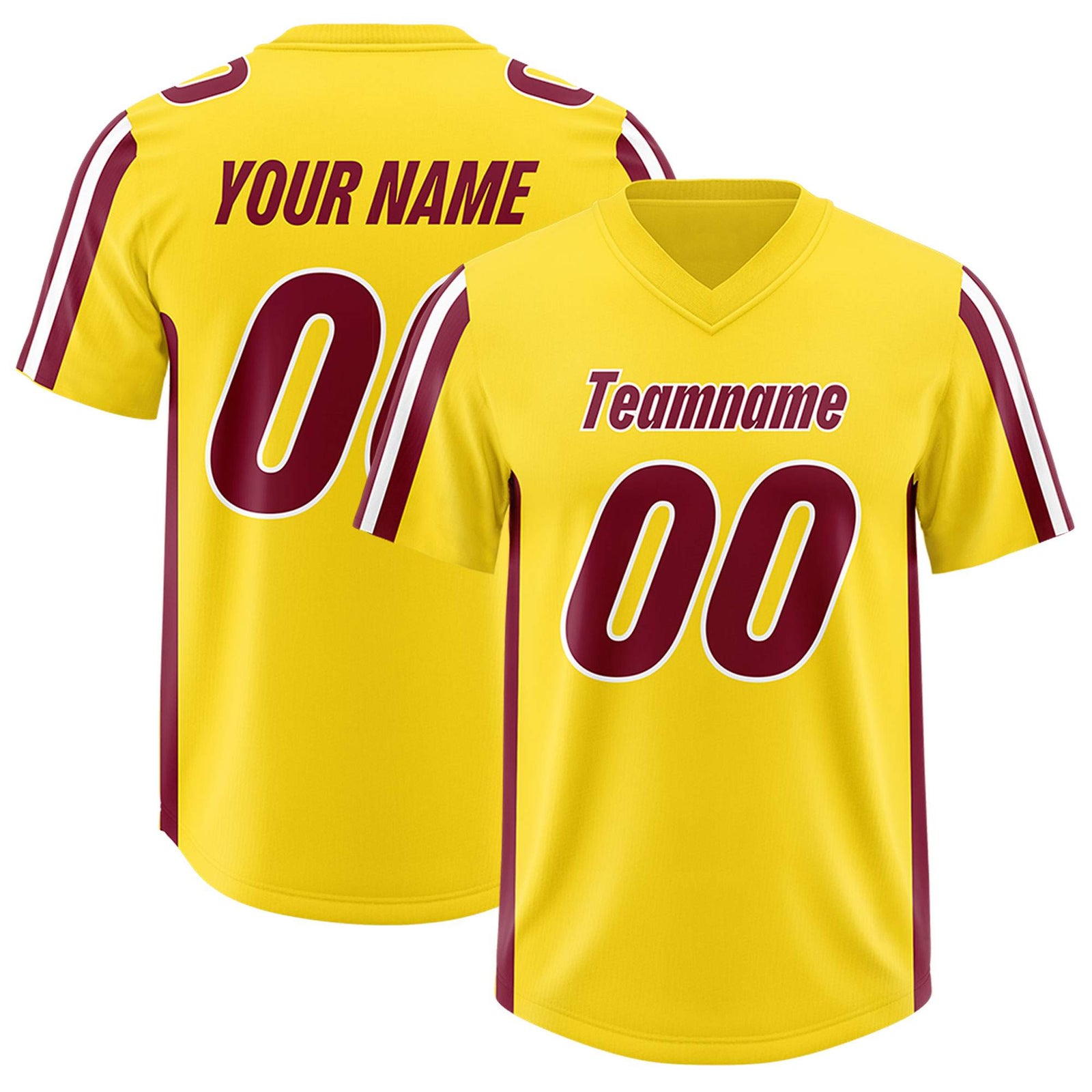 Custom Gold Cardinal and White Side Stripe Pattern Authentic Football Jersey