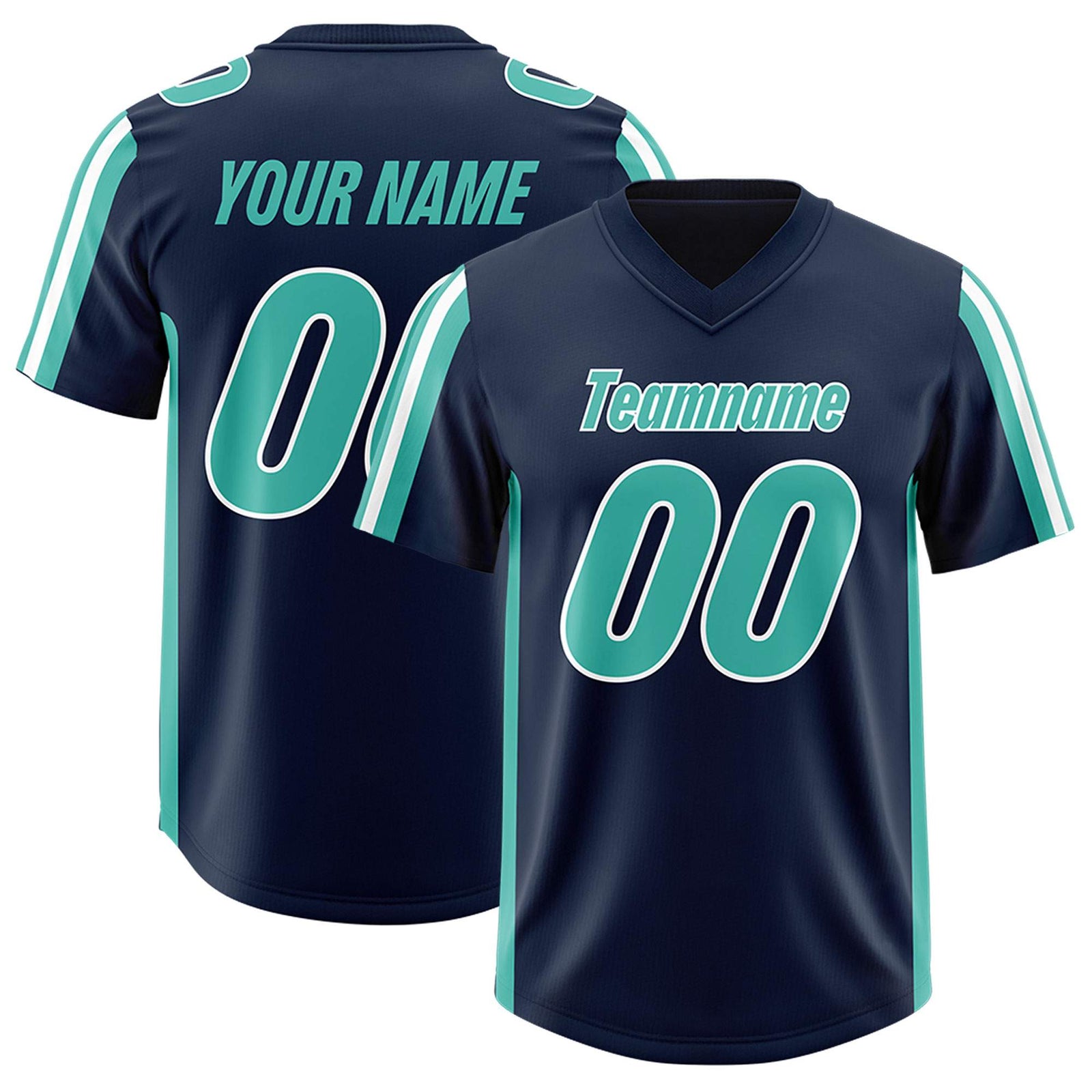 Custom Navy Bright Green and White Side Stripe Pattern Authentic Football Jersey