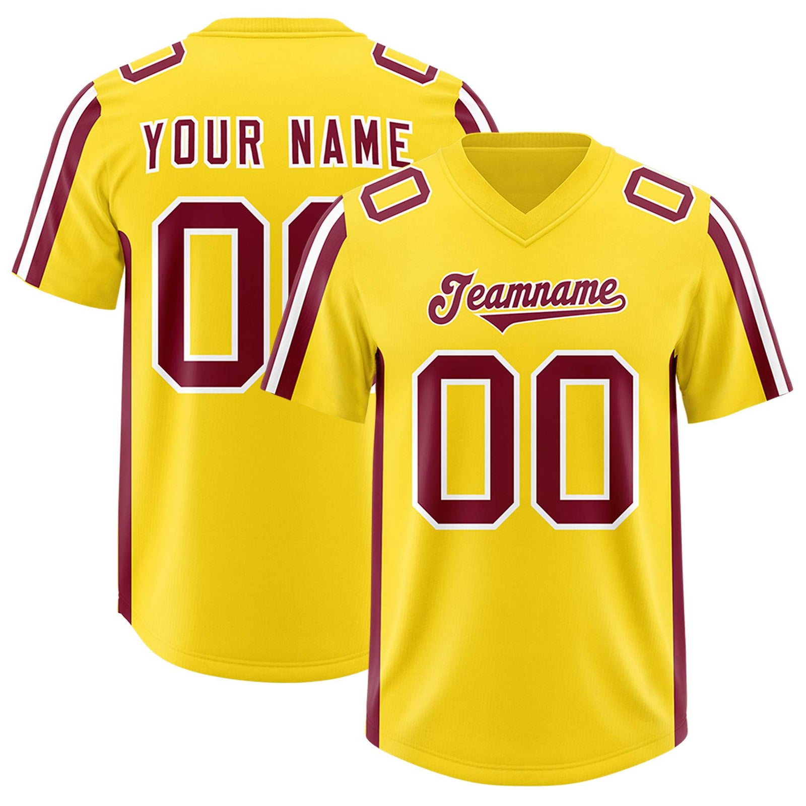 Custom Gold Cardinal and White Side Stripe Pattern Authentic Football Jersey