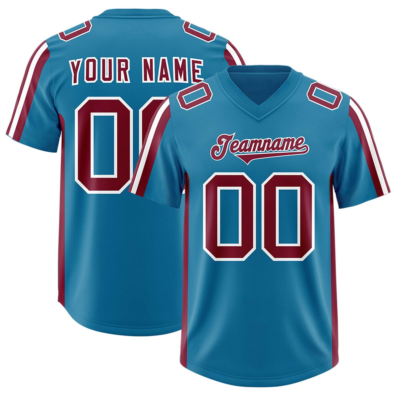 Custom Royal Cardinal and White Side Stripe Pattern Authentic Football Jersey