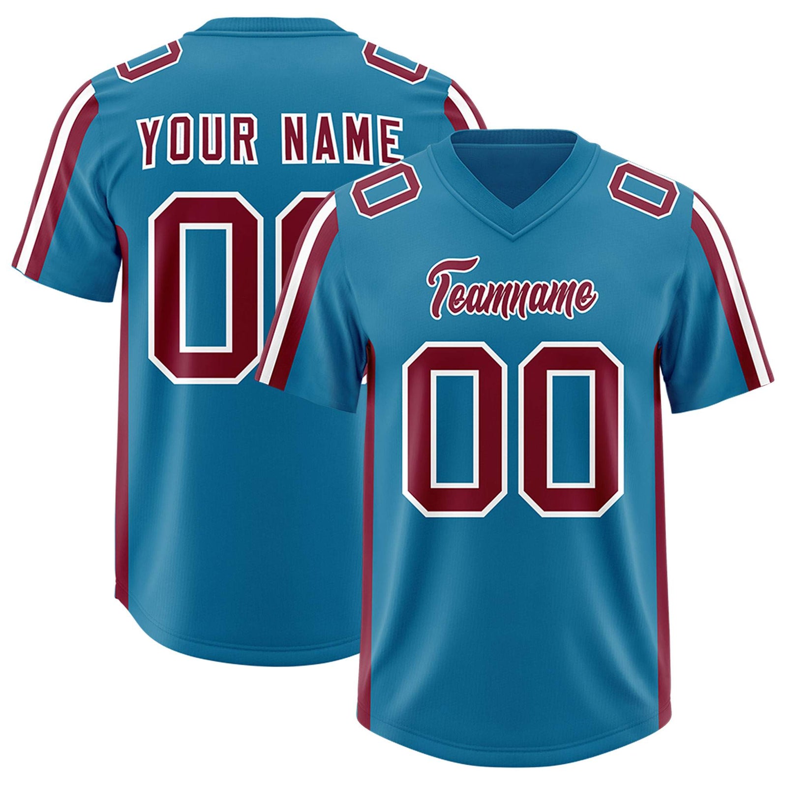 Custom Royal Cardinal and White Side Stripe Pattern Authentic Football Jersey